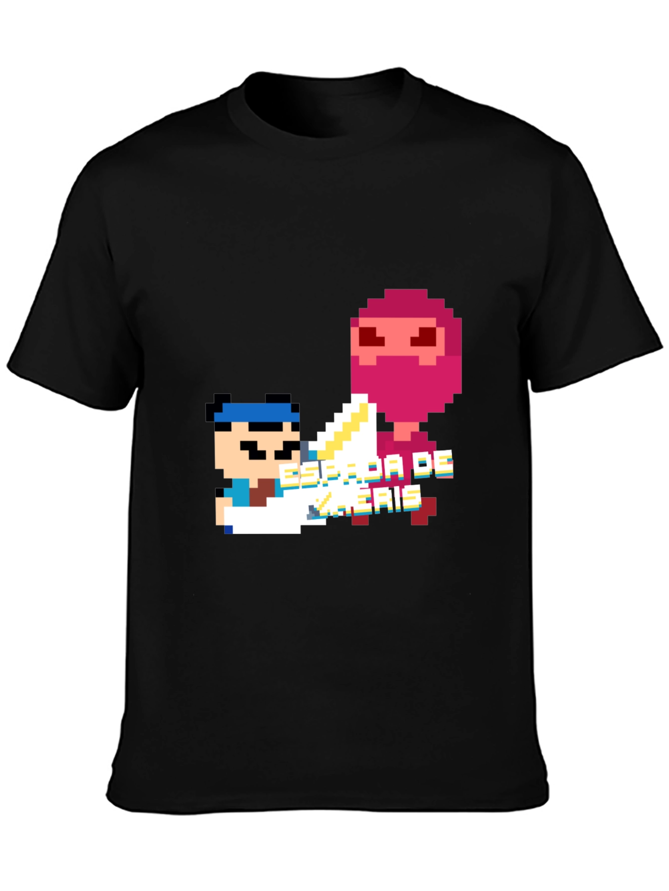 Pixel Art Ninja Graphic Tee - Black