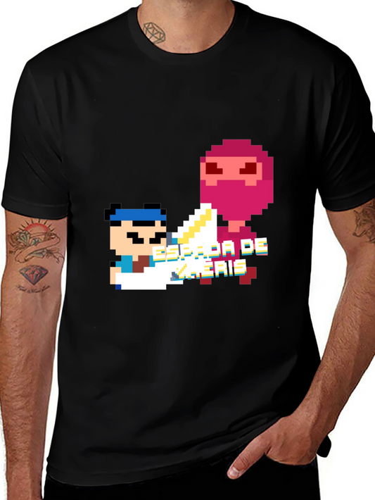 Pixel Art Ninja Graphic Tee - Black