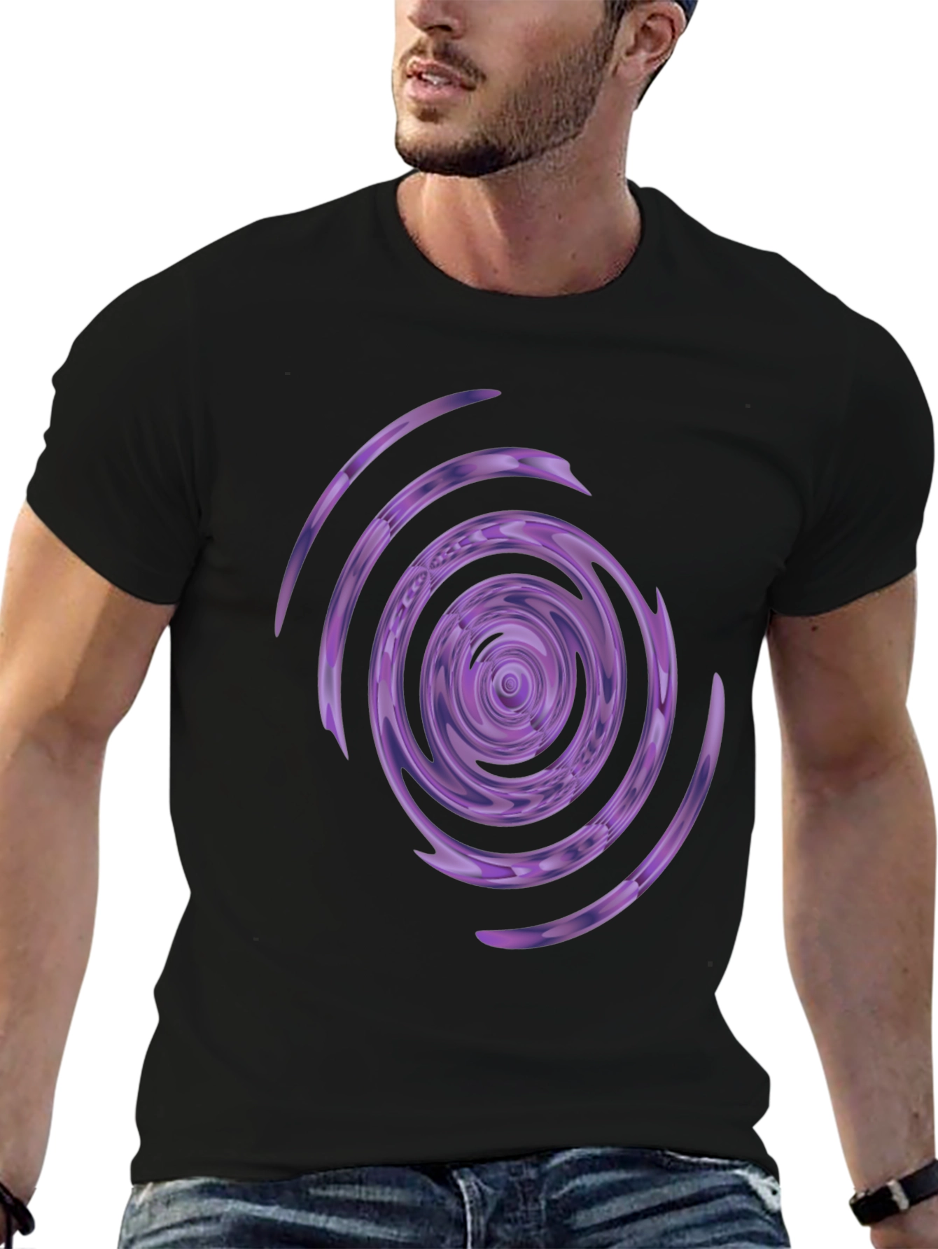 Abstract Purple Swirl Graphic Tee - Stylish Comfort
