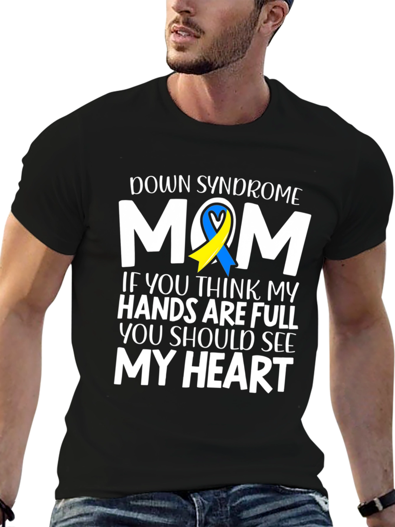 Down Syndrome Mom T-Shirt - Hands Full Heart Full