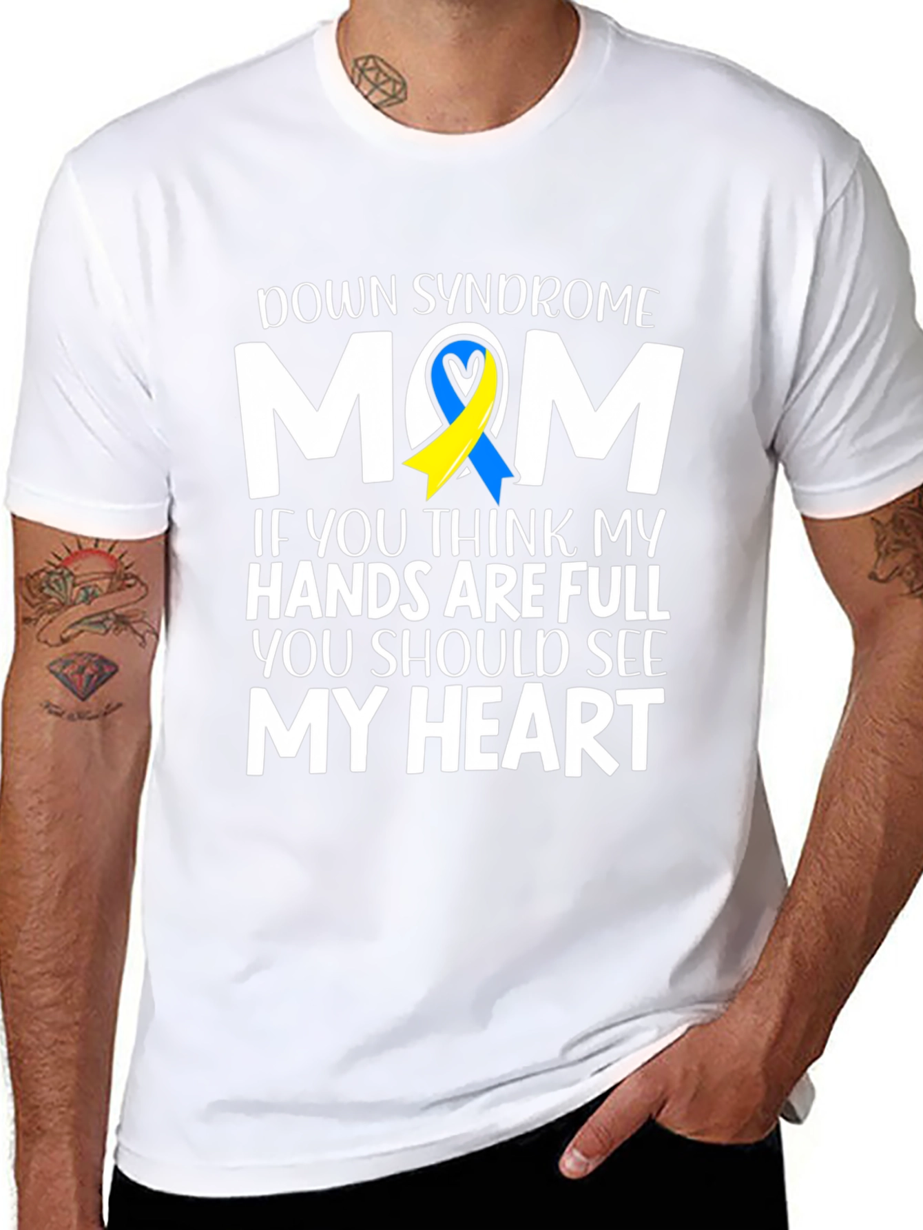 Down Syndrome Mom T-Shirt - Hands Full Heart Full