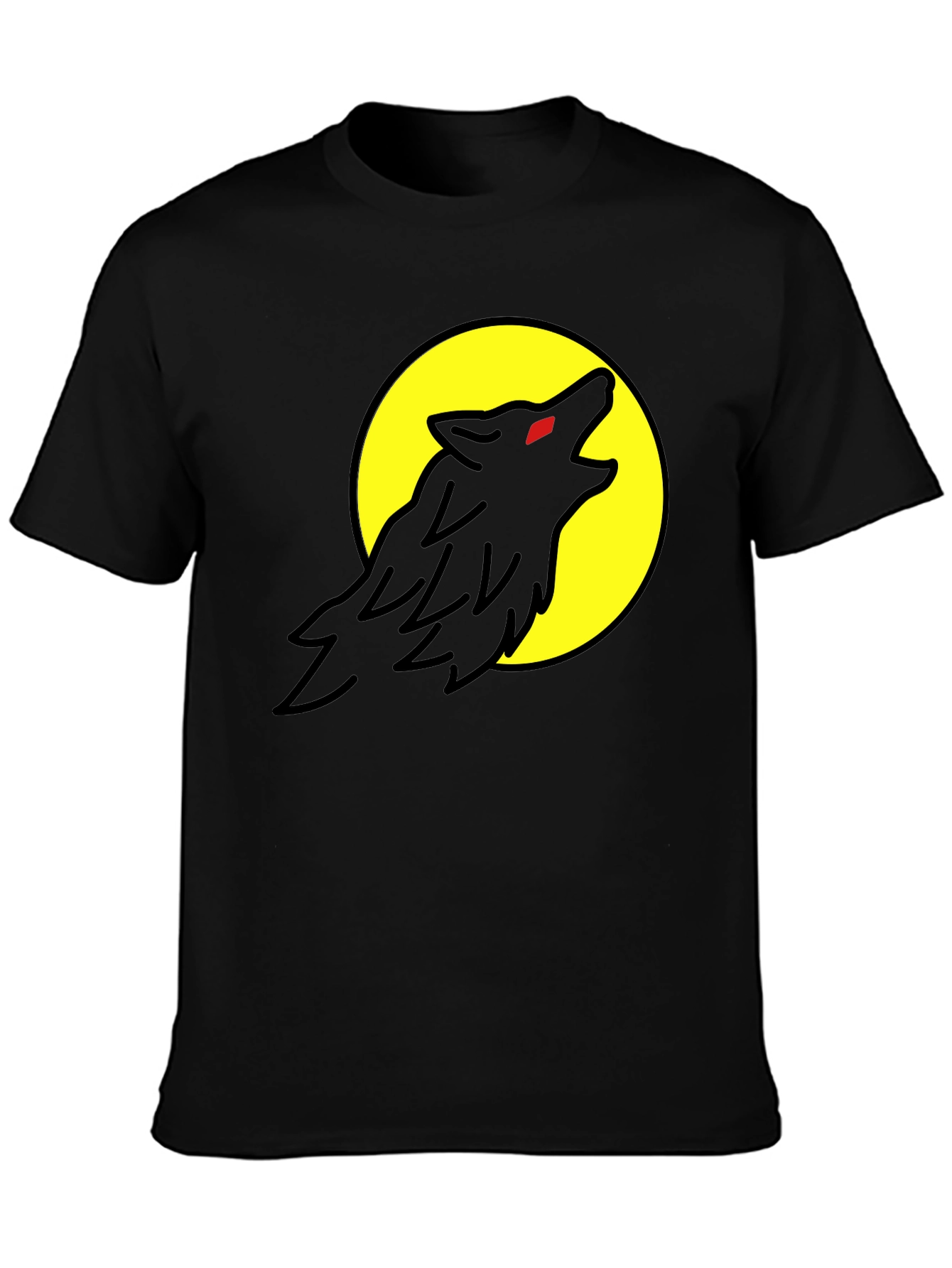 Wolf Howling at Moon Graphic Tee - Black