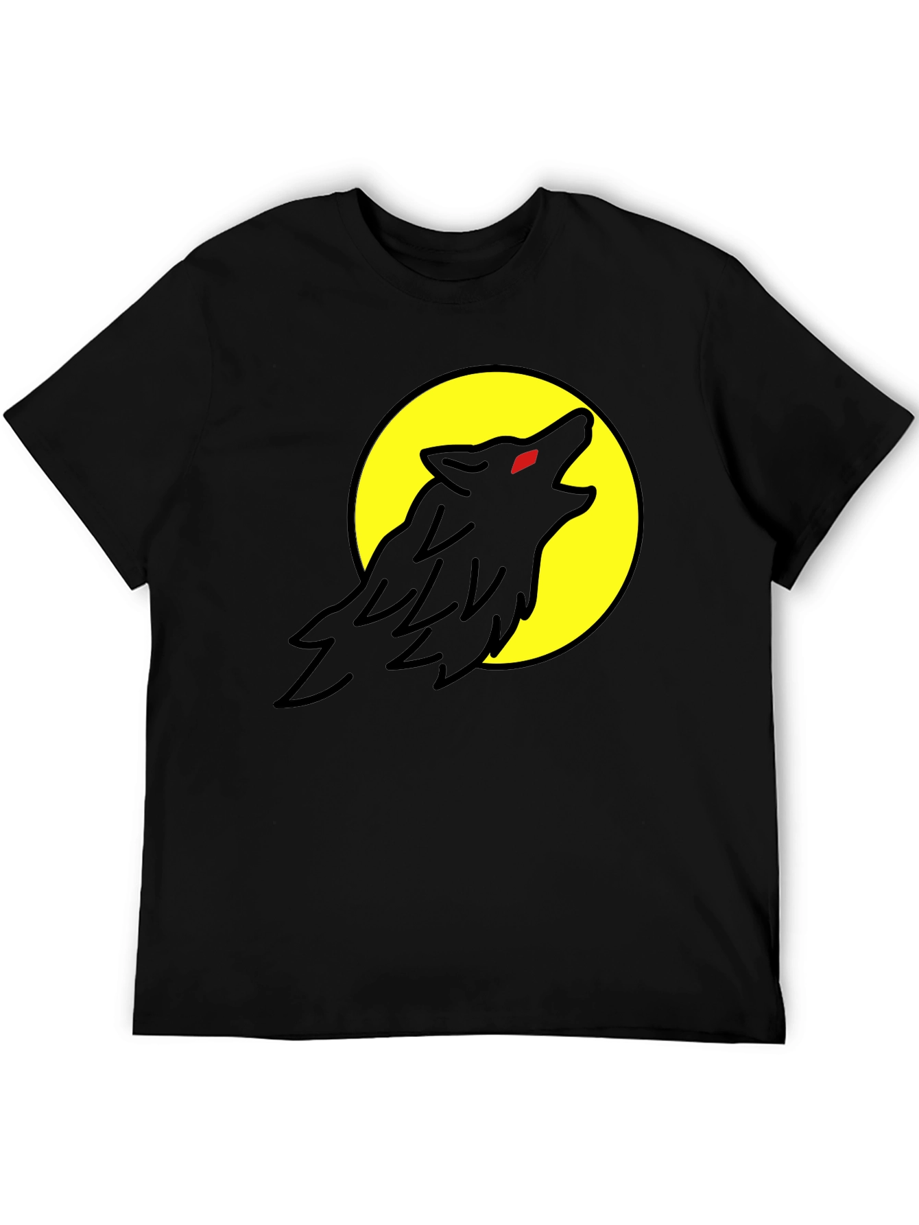 Wolf Howling at Moon Graphic Tee - Black