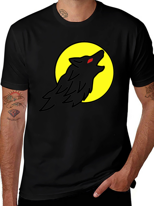 Wolf Howling at Moon Graphic Tee - Black