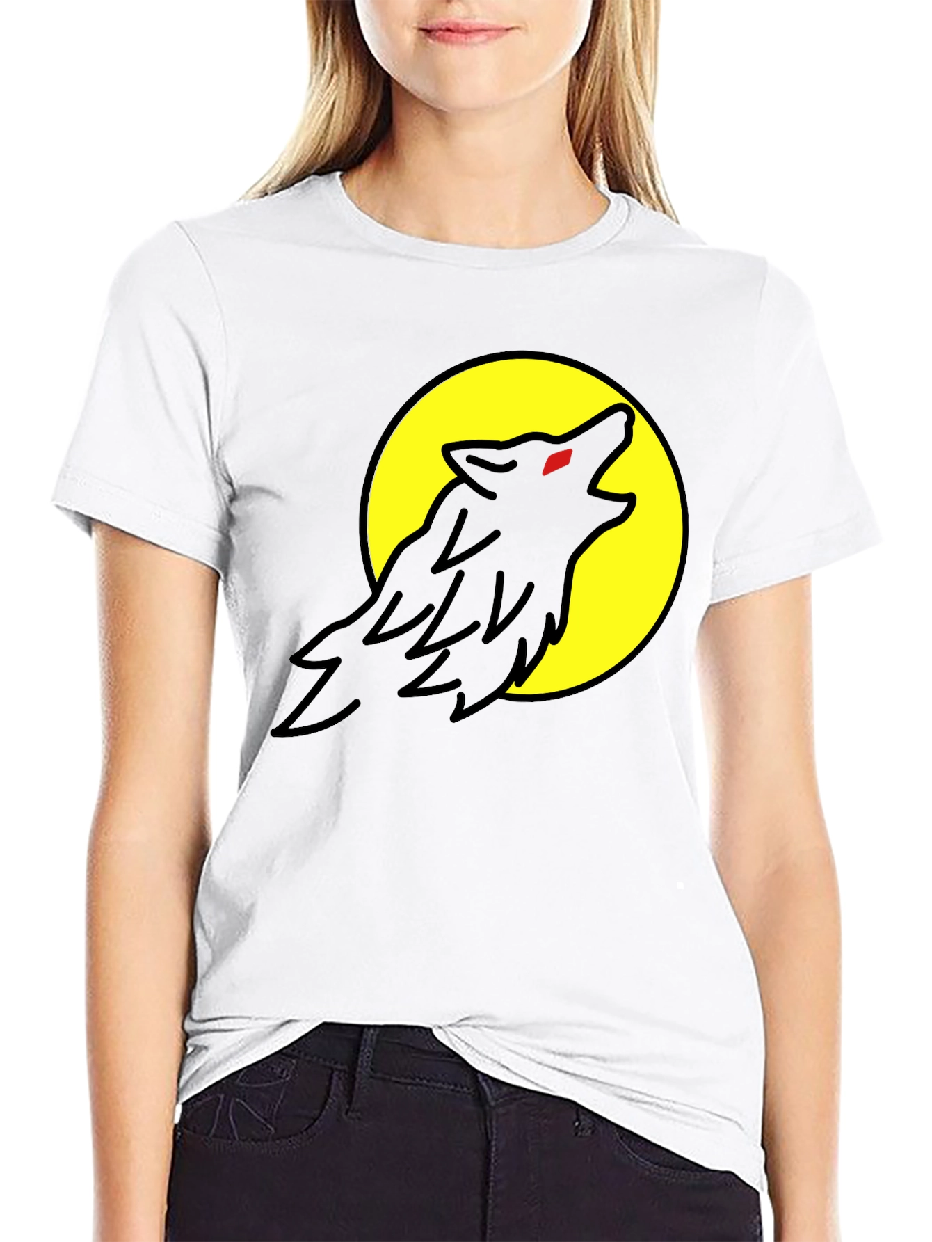 Wolf Howling at Moon Graphic Tee - Black