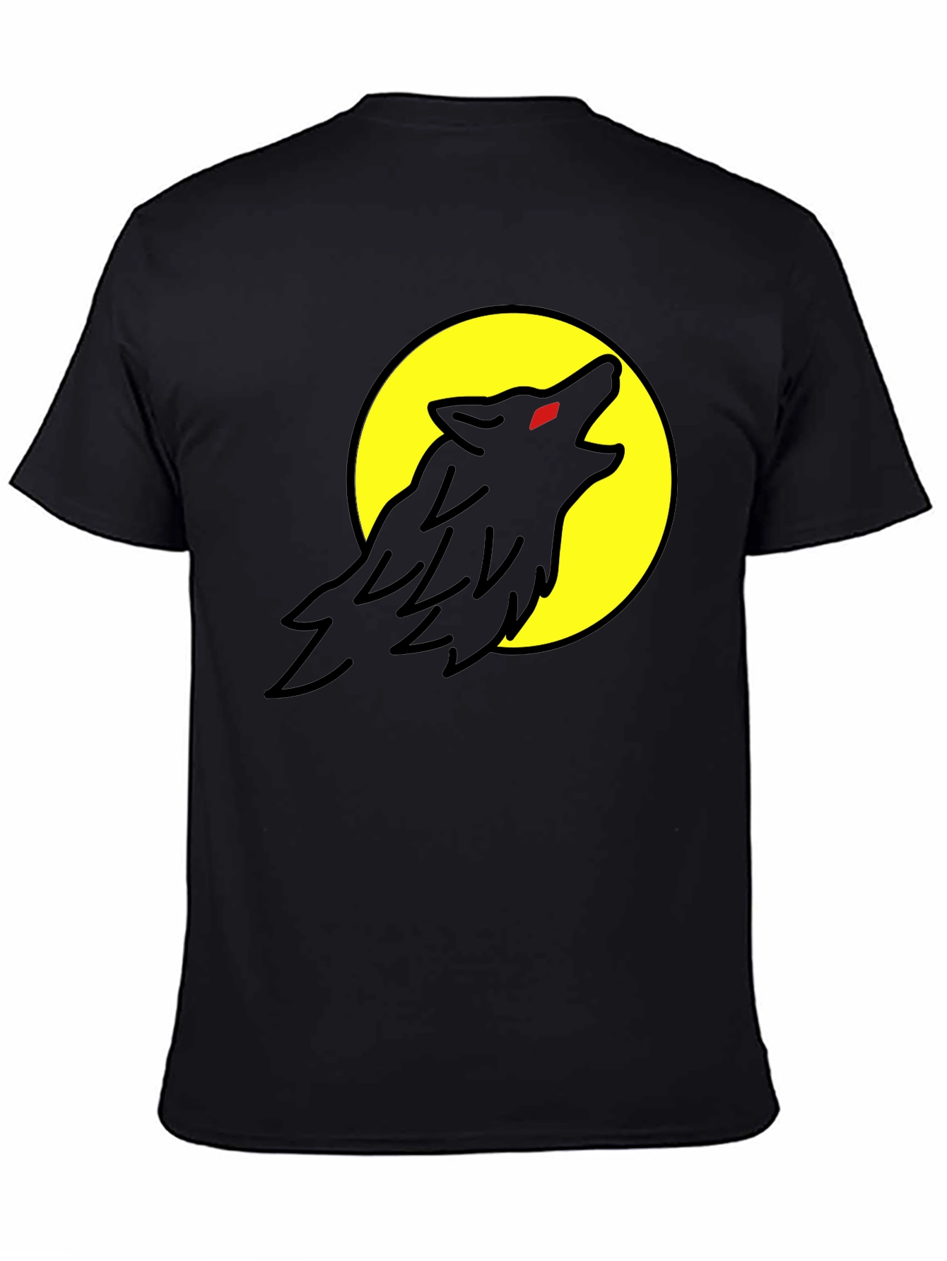 Wolf Howling at Moon Graphic Tee - Black