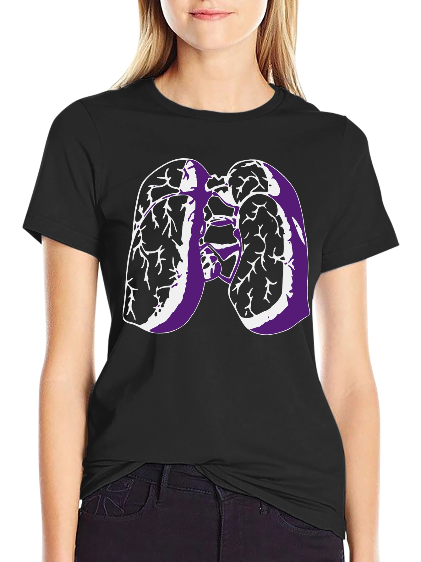 Lungs Graphic Tee - Black Cotton T-Shirt