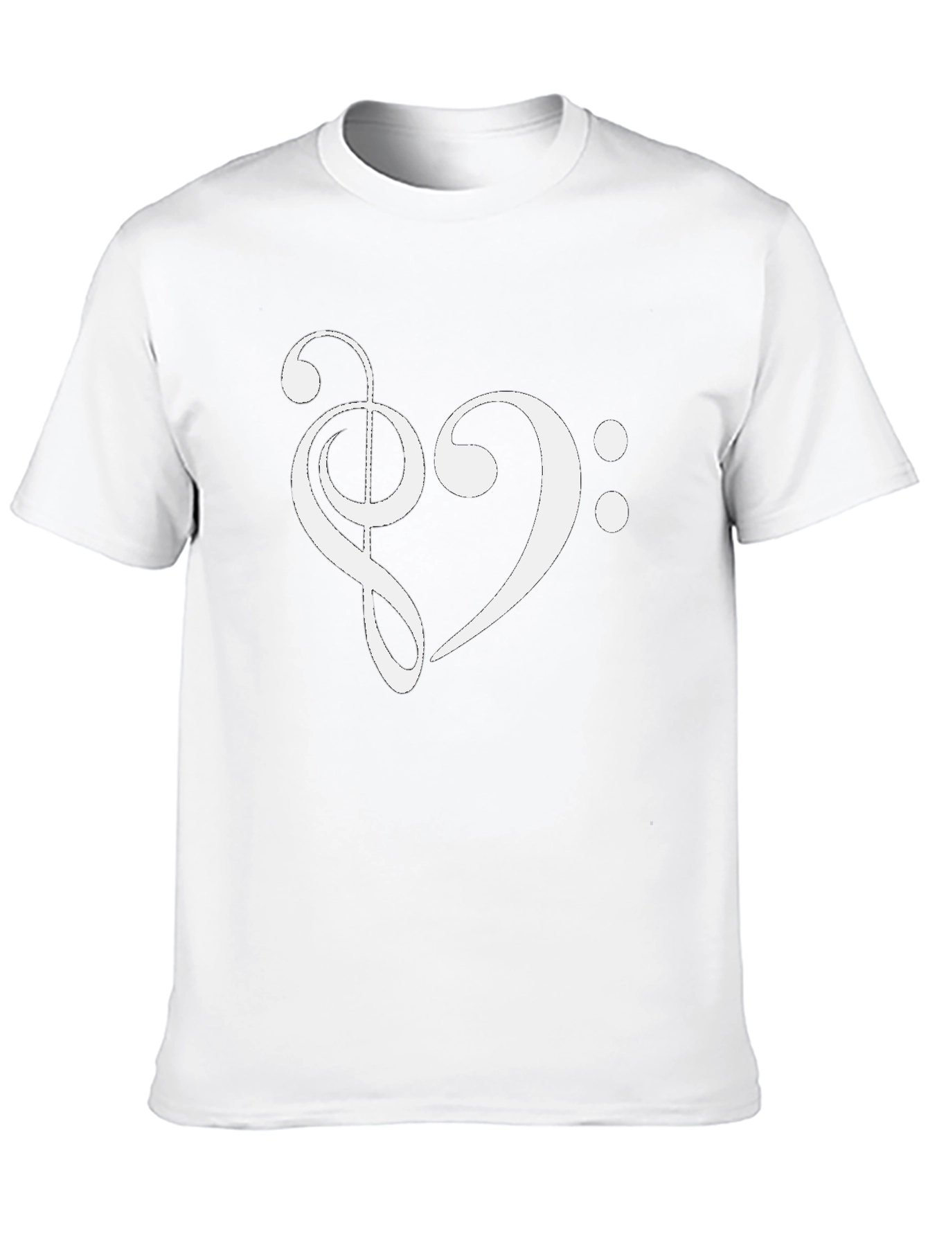 Musical Heart T-Shirt - Treble & Bass Clef Design