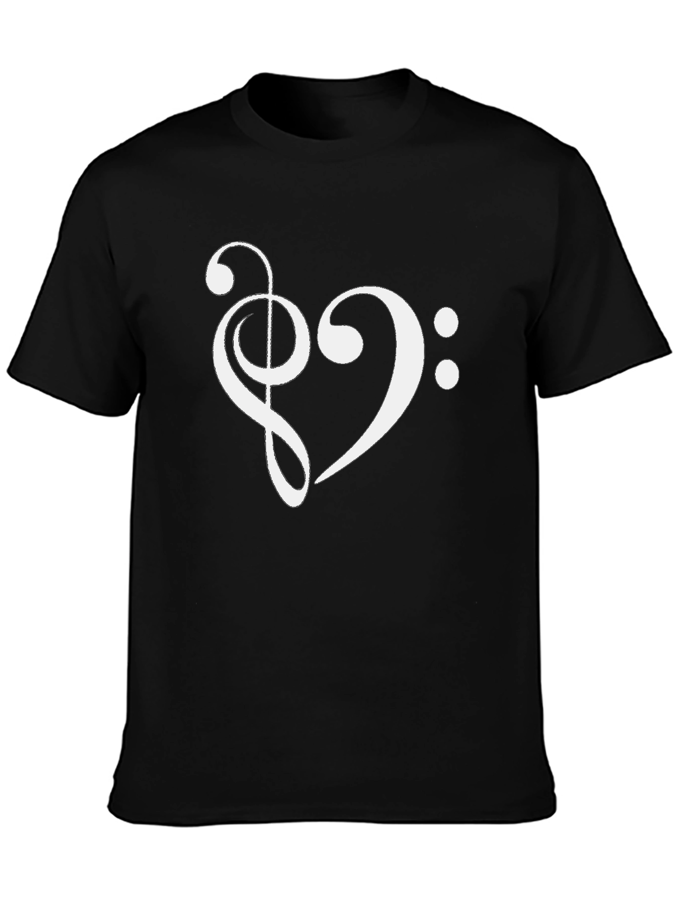 Musical Heart T-Shirt - Treble & Bass Clef Design