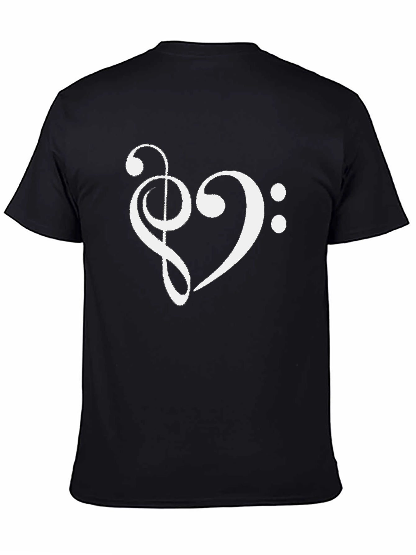 Musical Heart T-Shirt - Treble & Bass Clef Design
