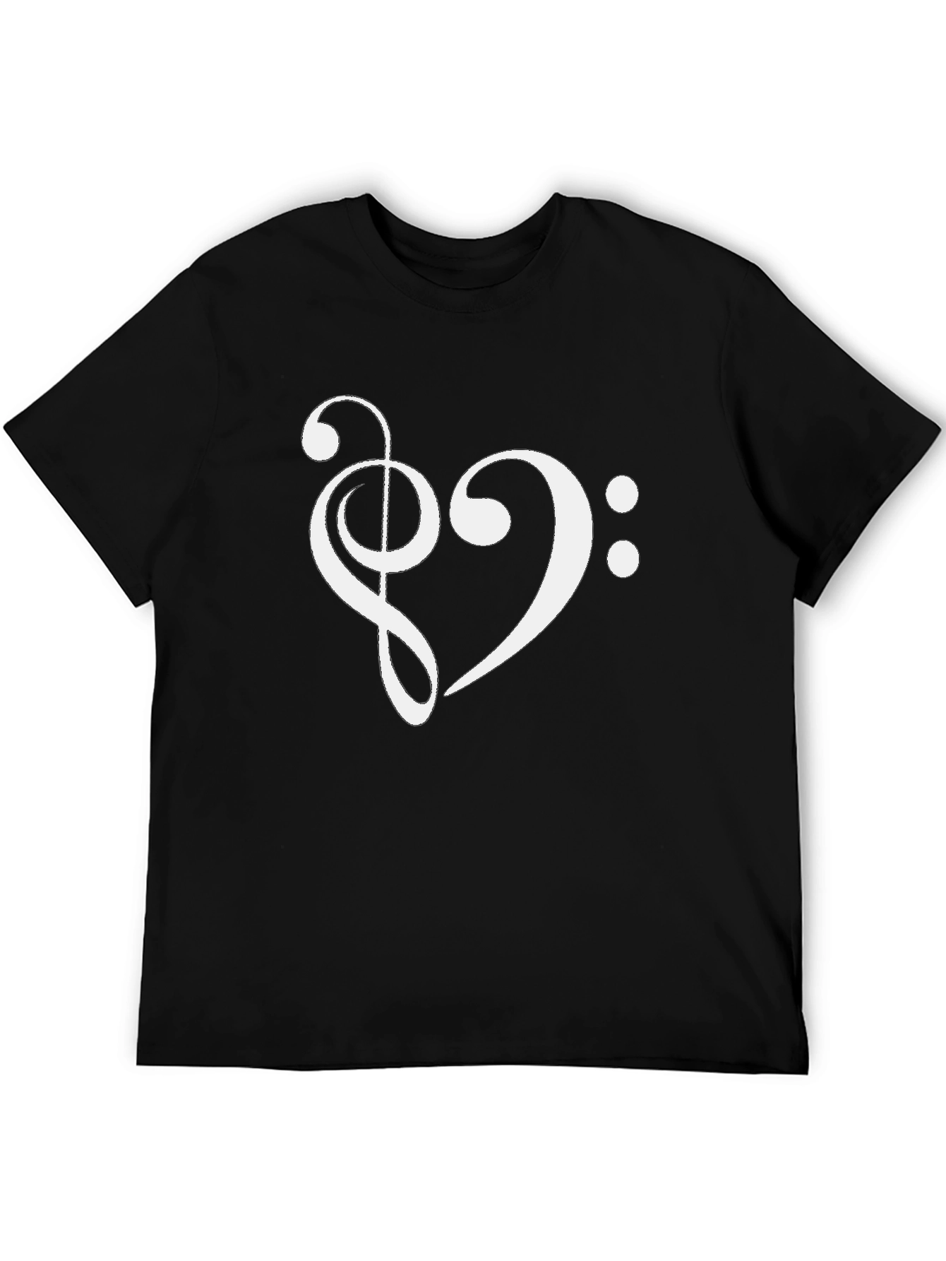 Musical Heart T-Shirt - Treble & Bass Clef Design