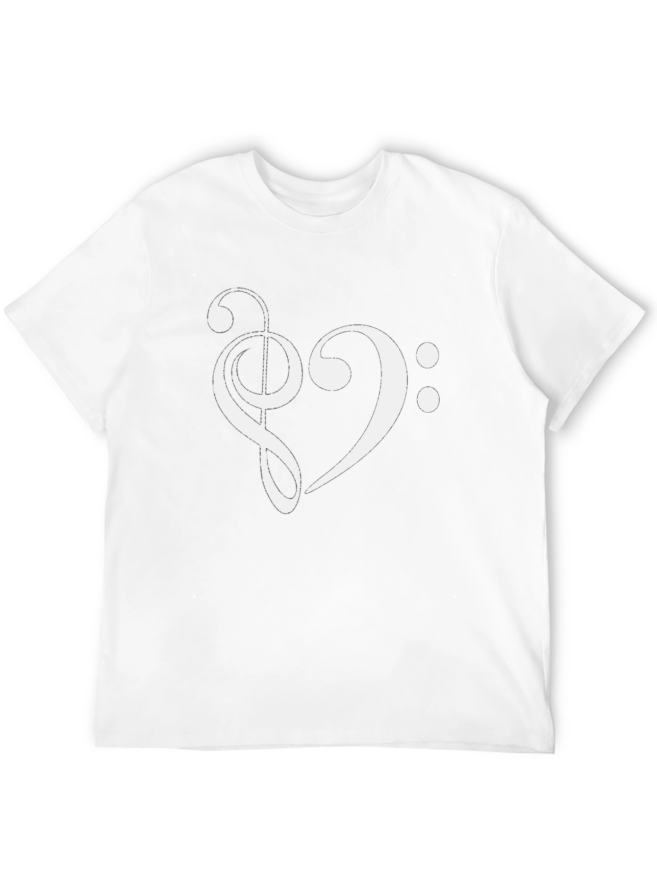 Musical Heart T-Shirt - Treble & Bass Clef Design
