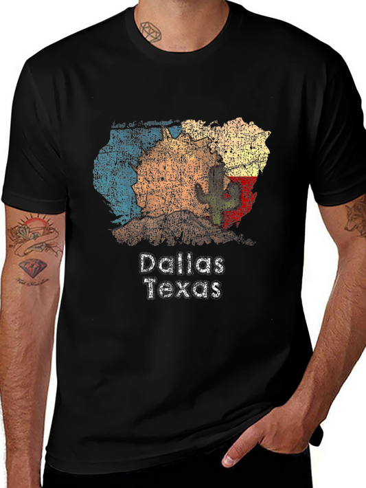 Dallas Texas Graphic Tee - Vintage Design Black T-Shirt