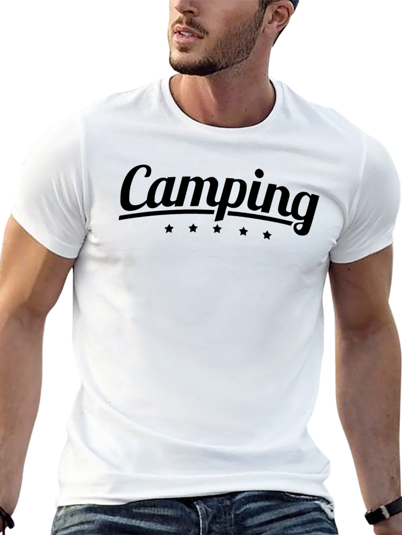Camping Stars Graphic Tee - Soft Cotton Casual Shirt