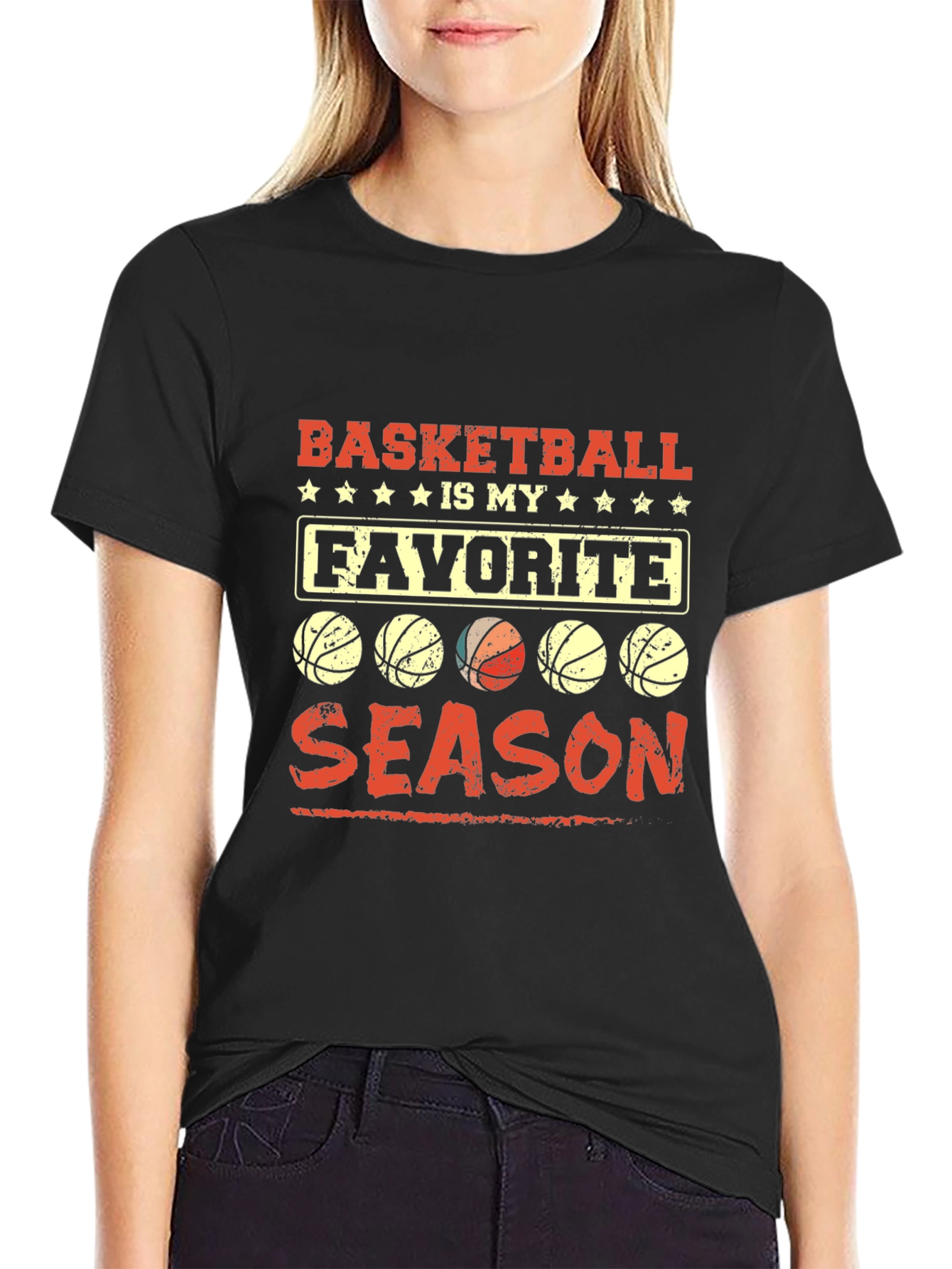 Basketball Is My Favorite Season Black T-Shirt