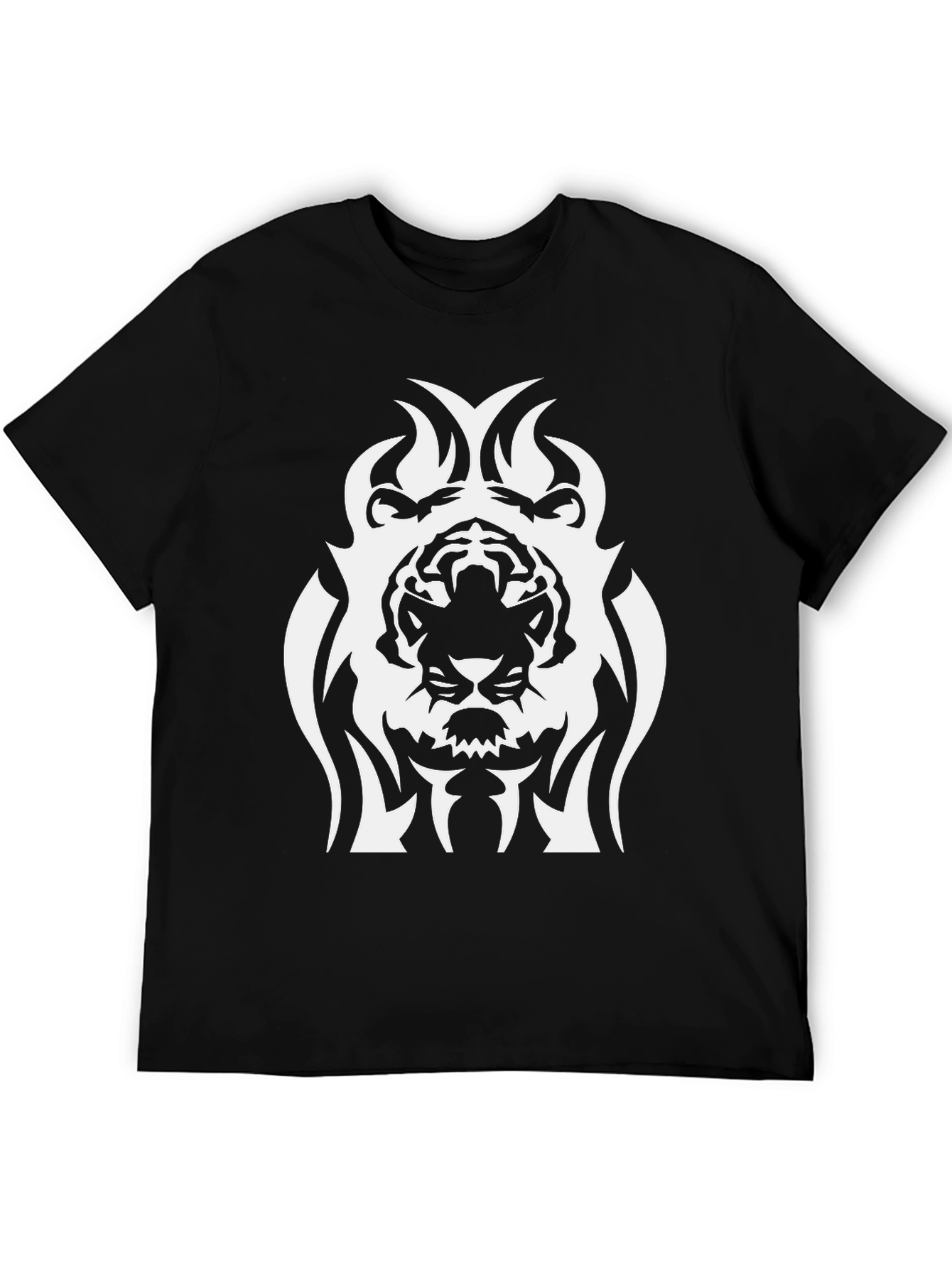 Tribal Tiger Graphic Tee - Black Cotton