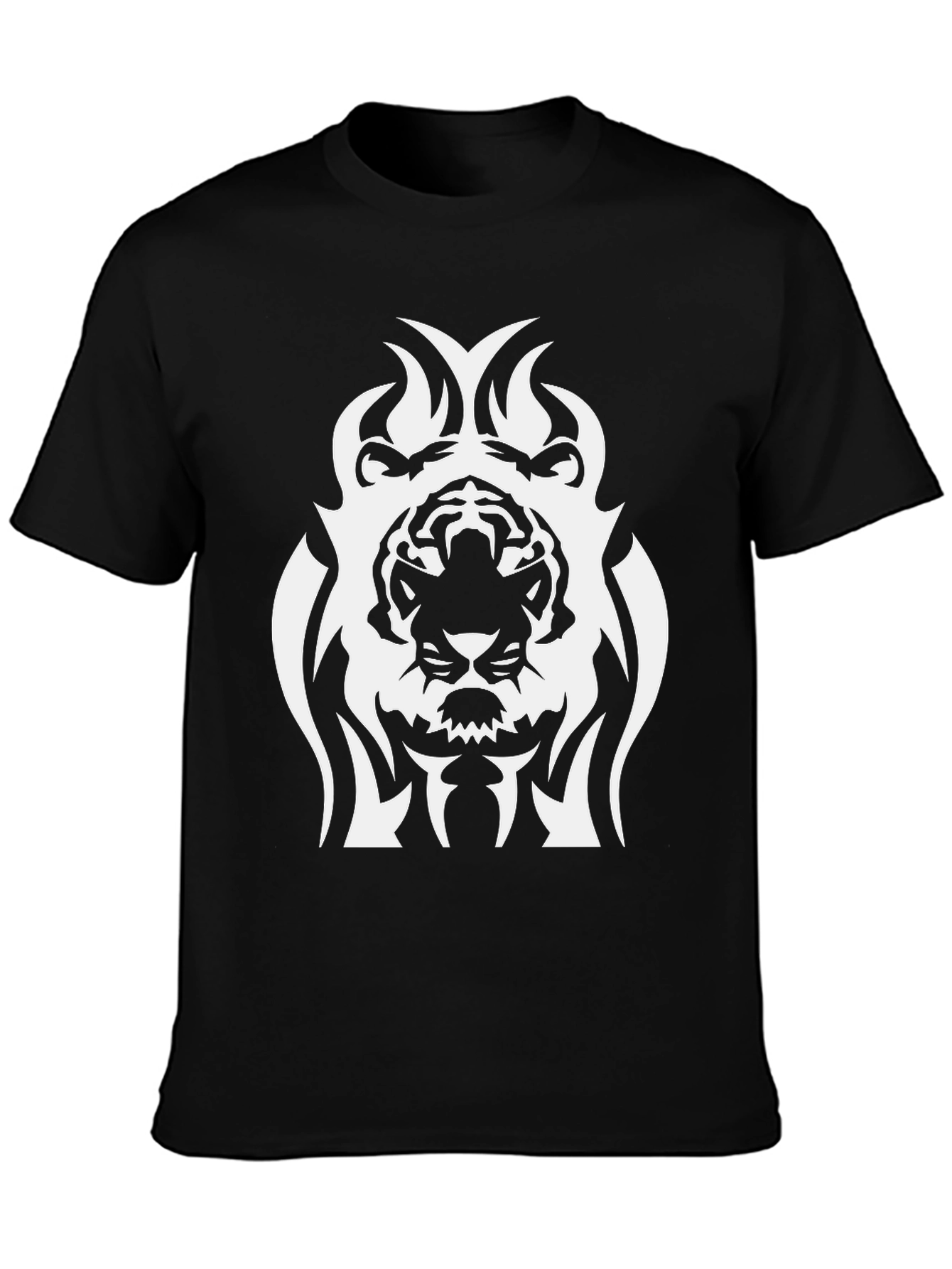Tribal Tiger Graphic Tee - Black Cotton