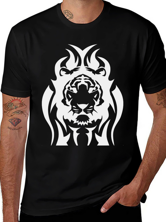 Tribal Tiger Graphic Tee - Black Cotton