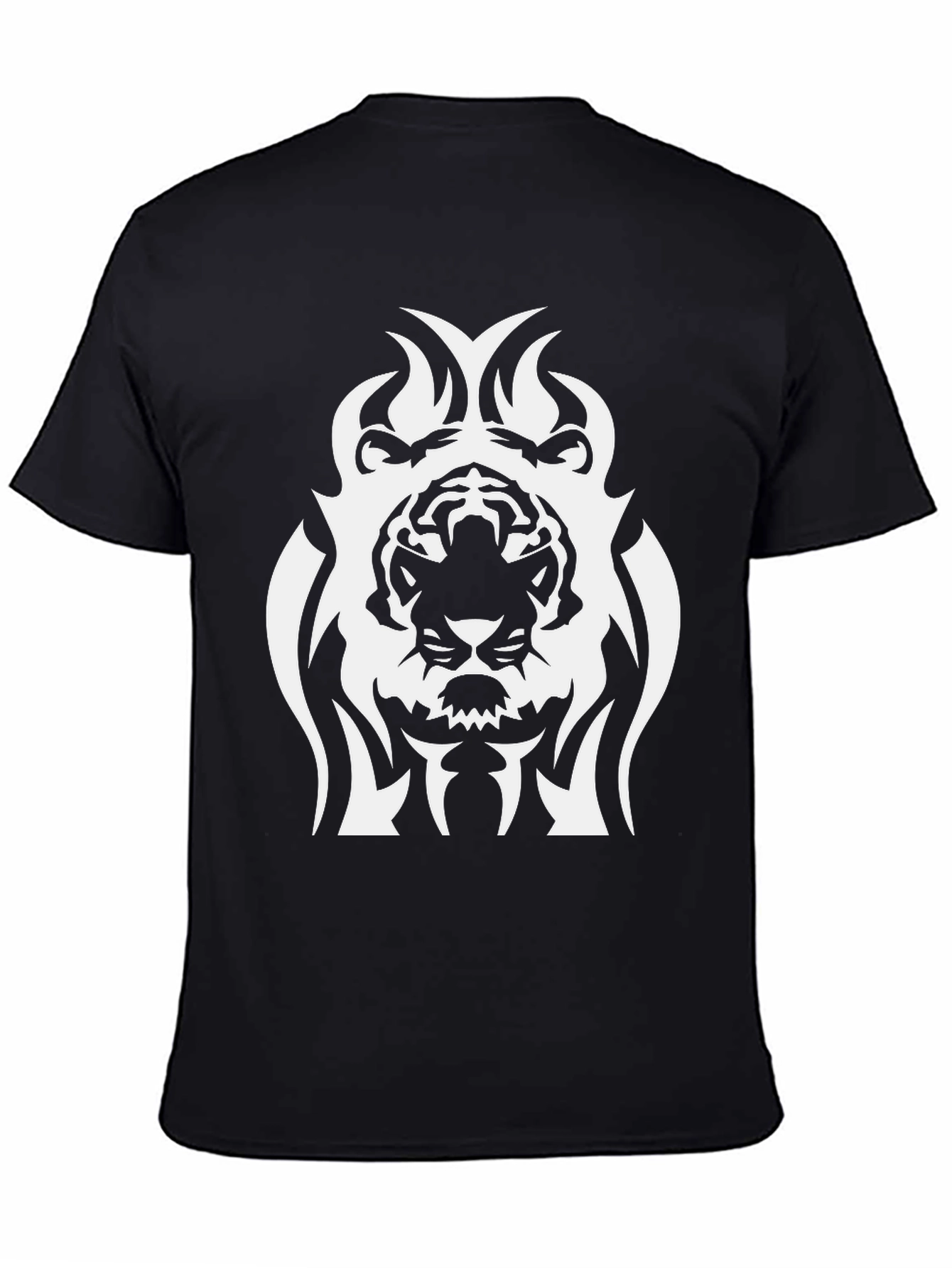 Tribal Tiger Graphic Tee - Black Cotton