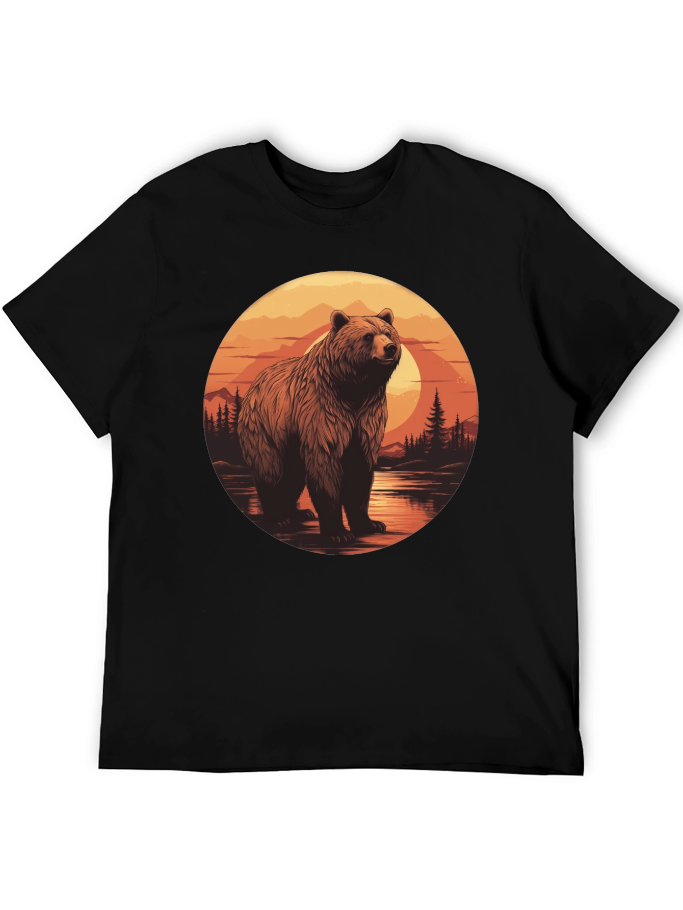 Grizzly Bear Sunset Graphic T-Shirt