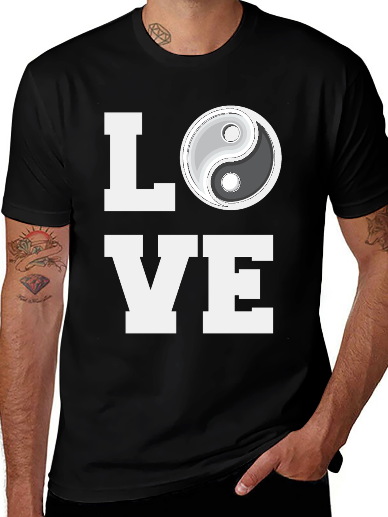 Yin Yang Love Graphic Tee - Trendy Black T-Shirt