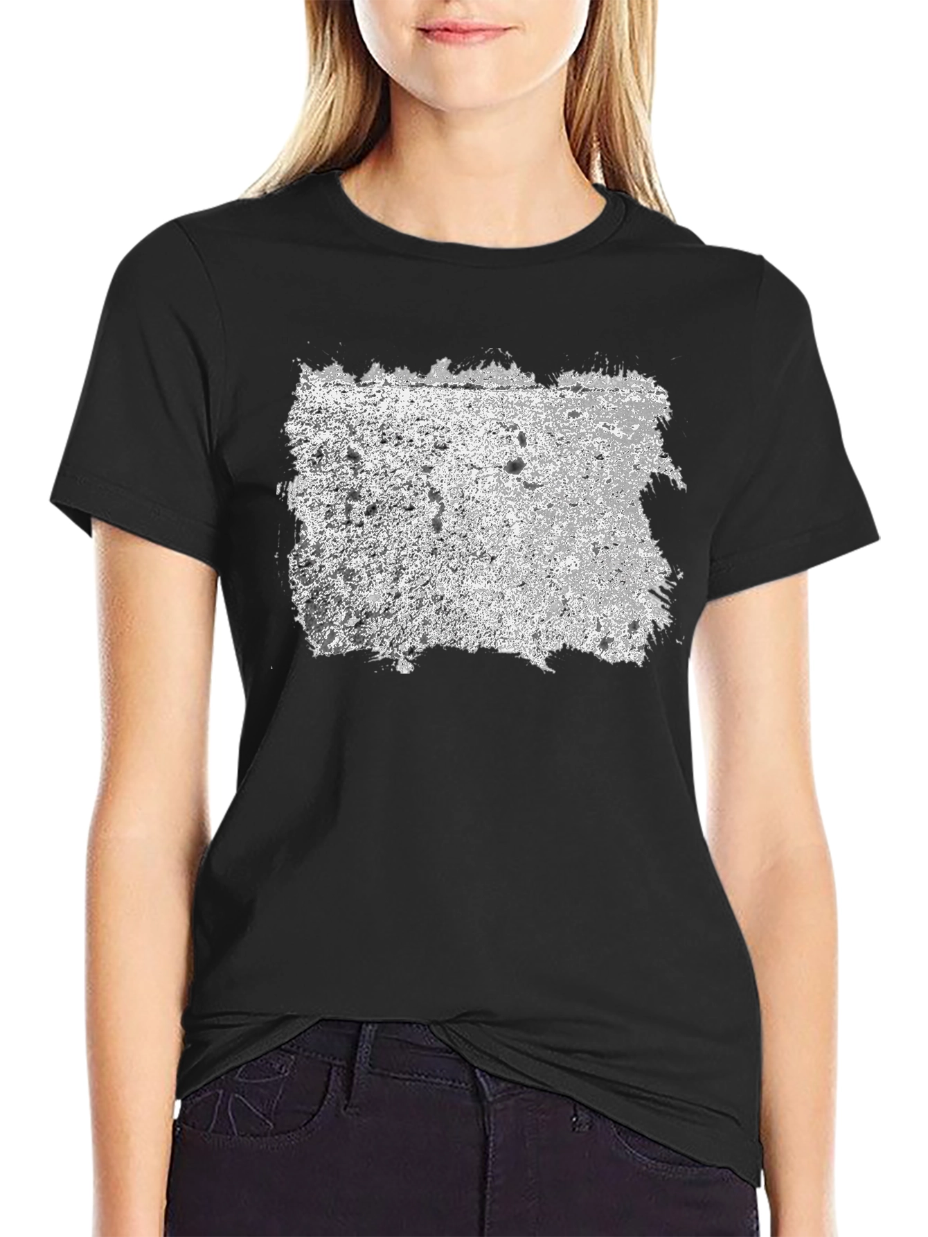 Textured Graphic Print Crew Neck T-Shirt