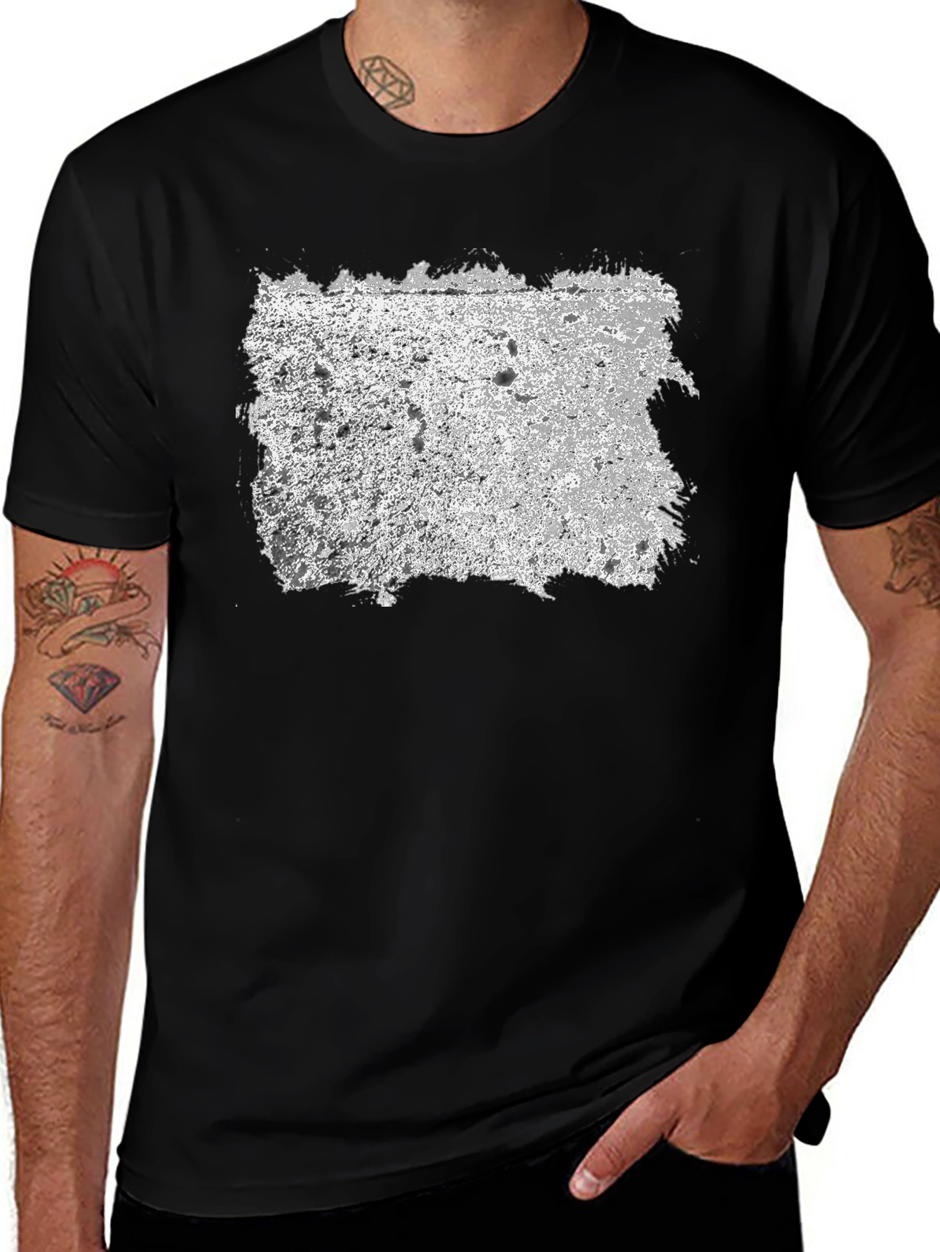 Textured Graphic Print Crew Neck T-Shirt