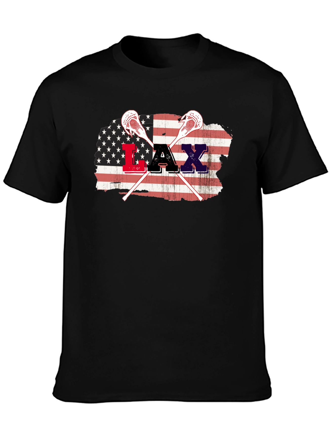 American Flag Lacrosse Graphic T-Shirt