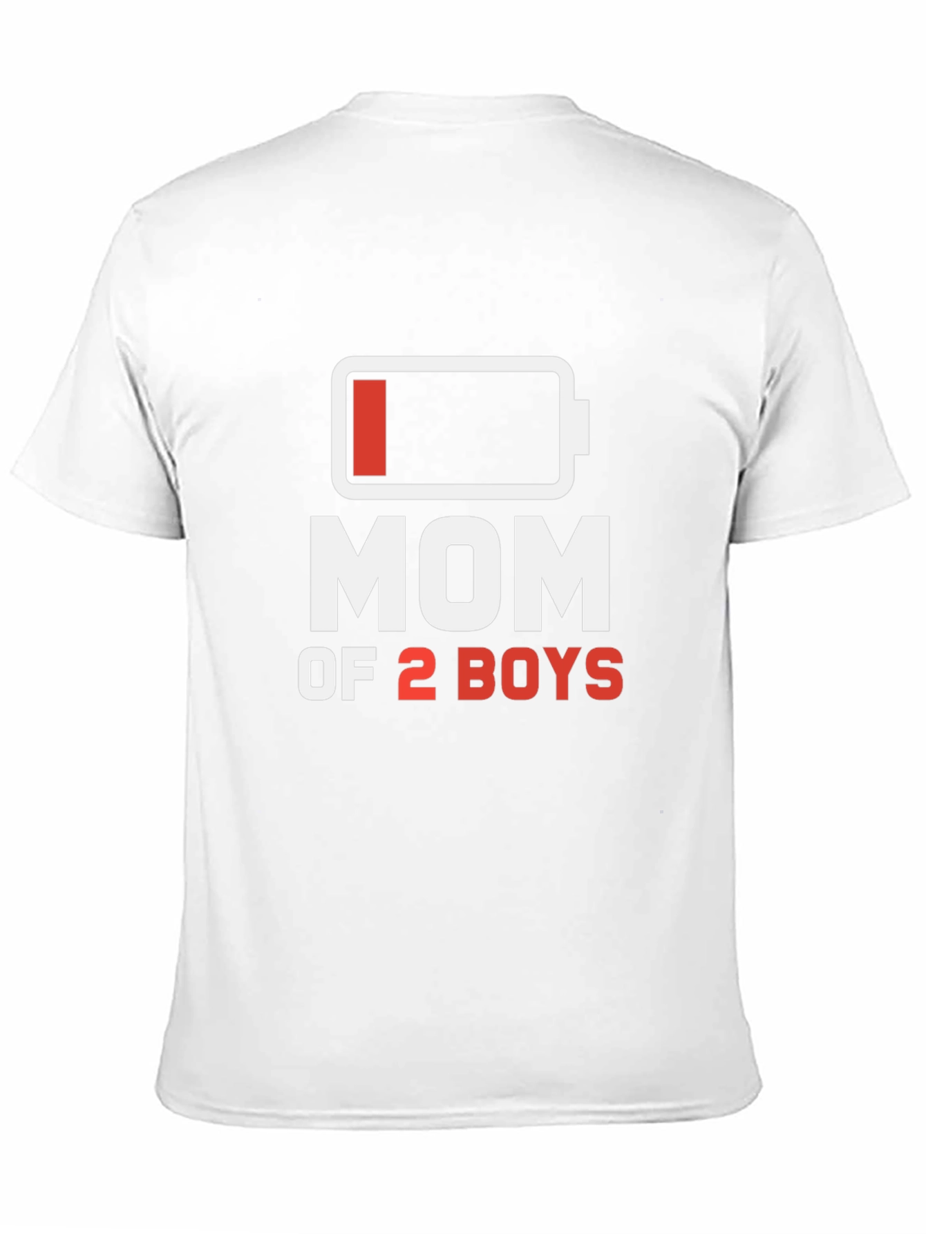 Mom of 2 Boys Low Battery T-Shirt - Black