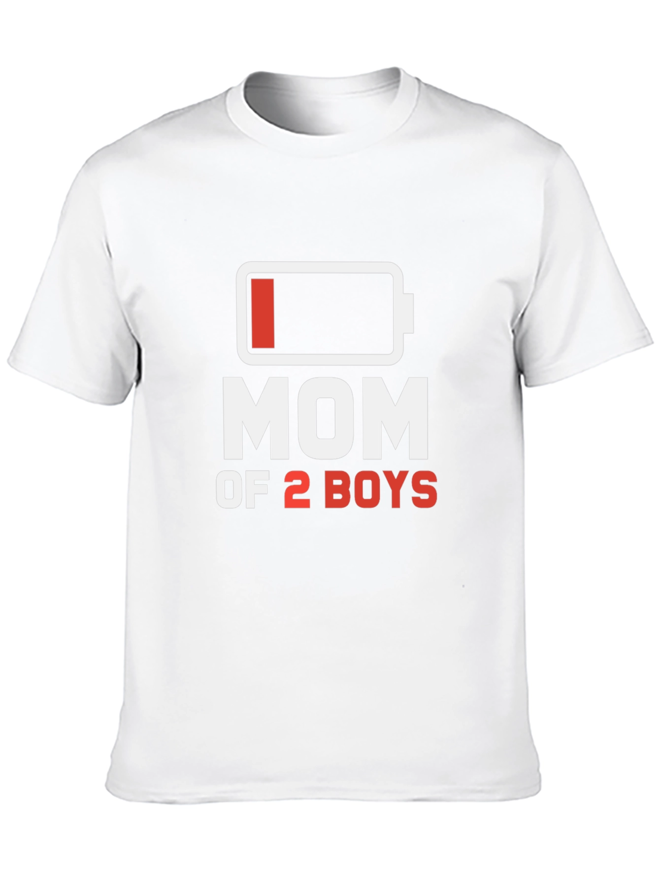 Mom of 2 Boys Low Battery T-Shirt - Black