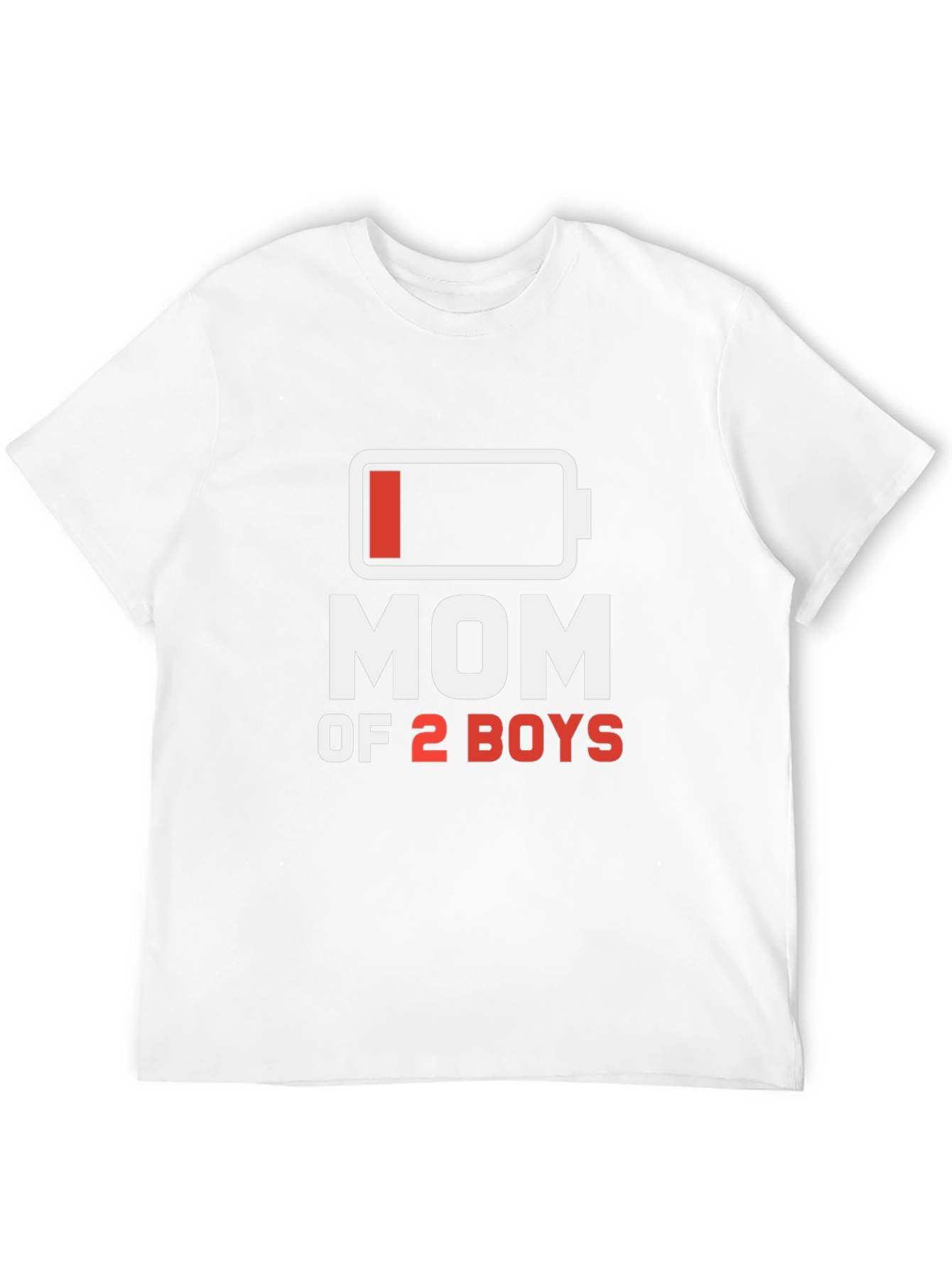 Mom of 2 Boys Low Battery T-Shirt - Black