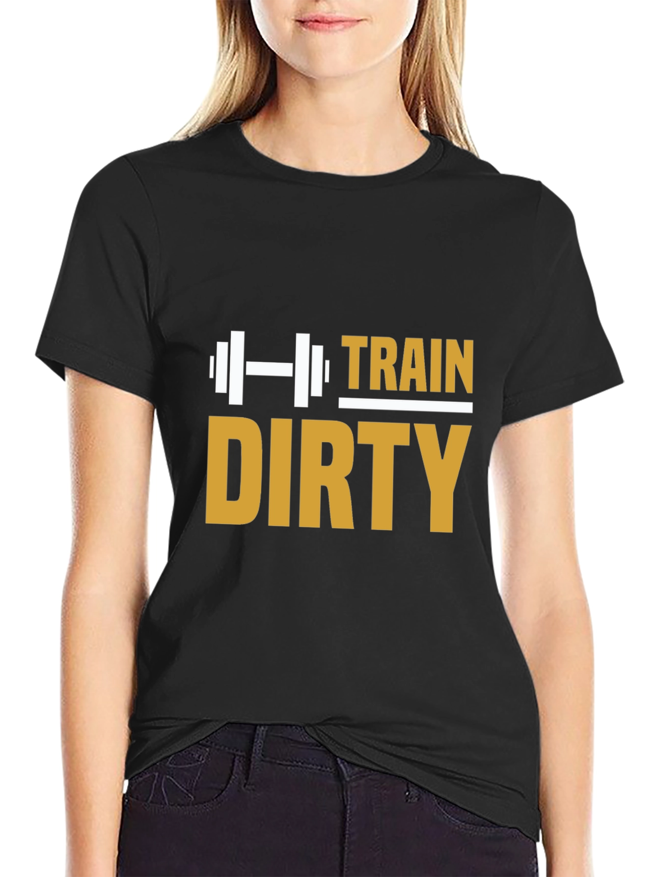 Train Dirty Graphic Tee - Black Cotton Gym Shirt