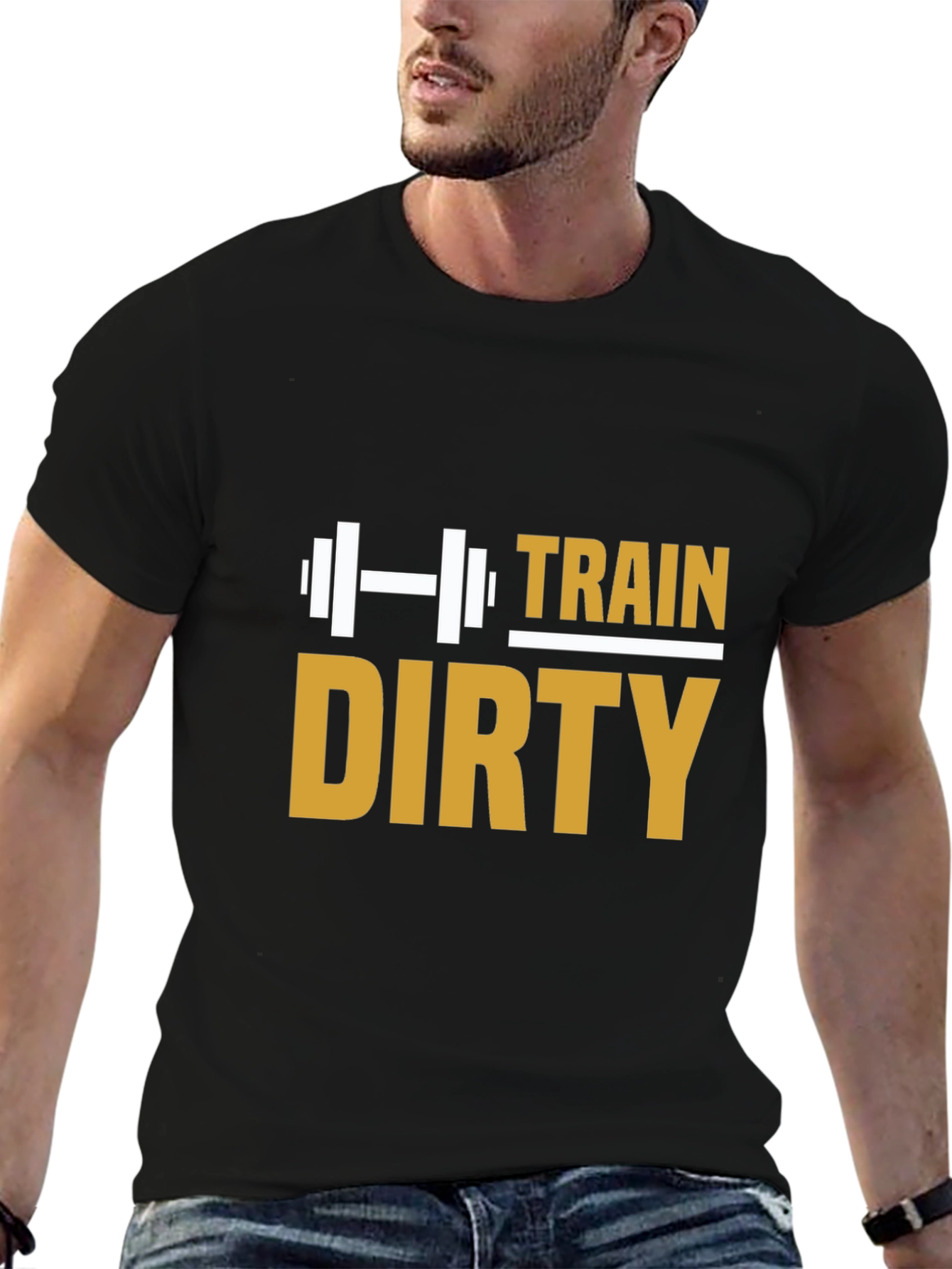 Train Dirty Graphic Tee - Black Cotton Gym Shirt