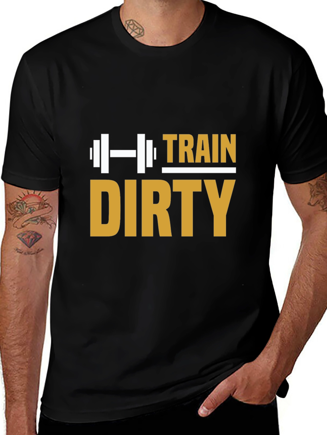 Train Dirty Graphic Tee - Black Cotton Gym Shirt