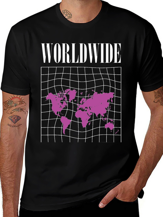Worldwide Graphic Tee - Black T-Shirt with Map Design