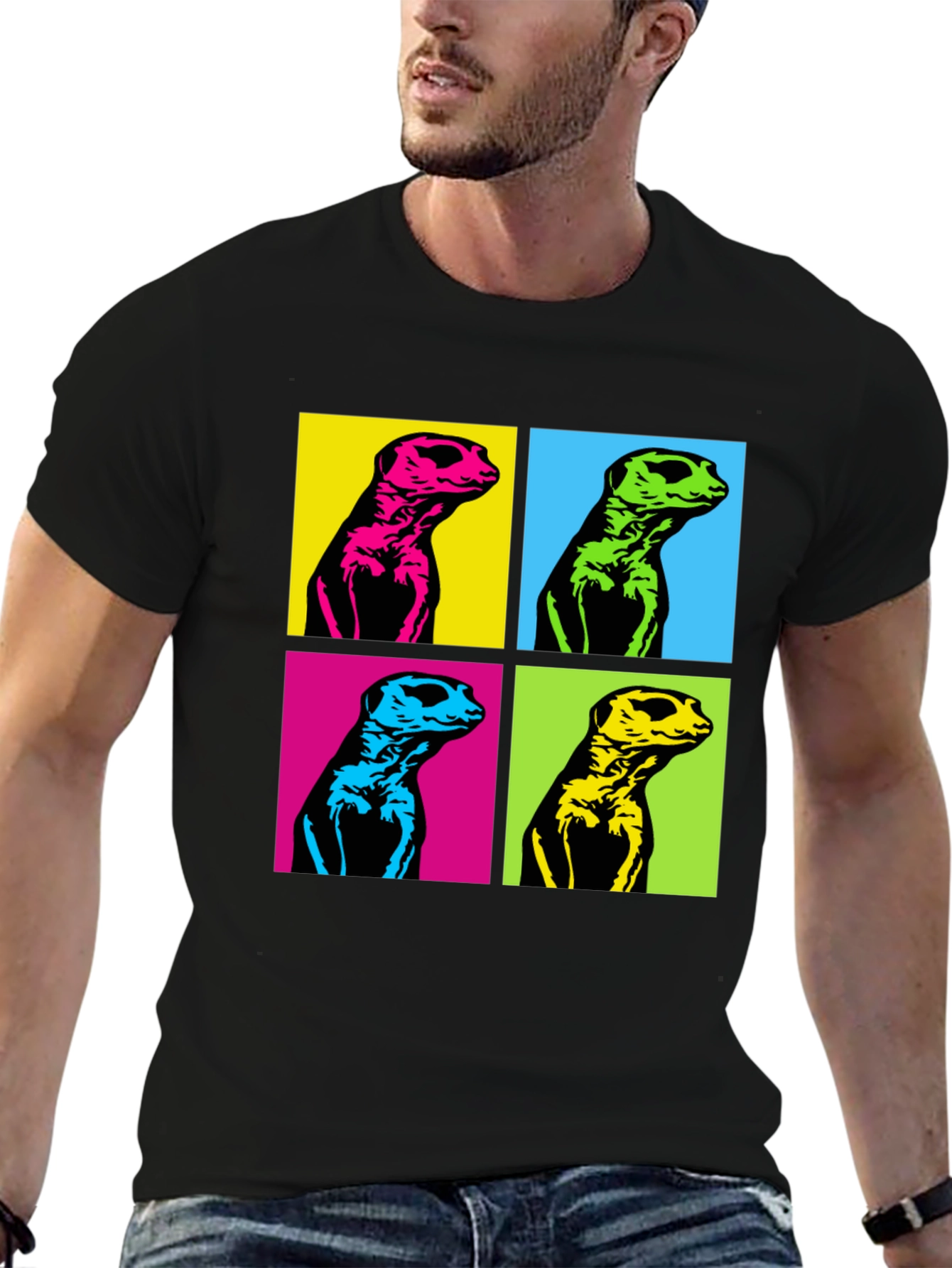 Pop Art Meerkat Graphic Tee - Unique Animal T-Shirt