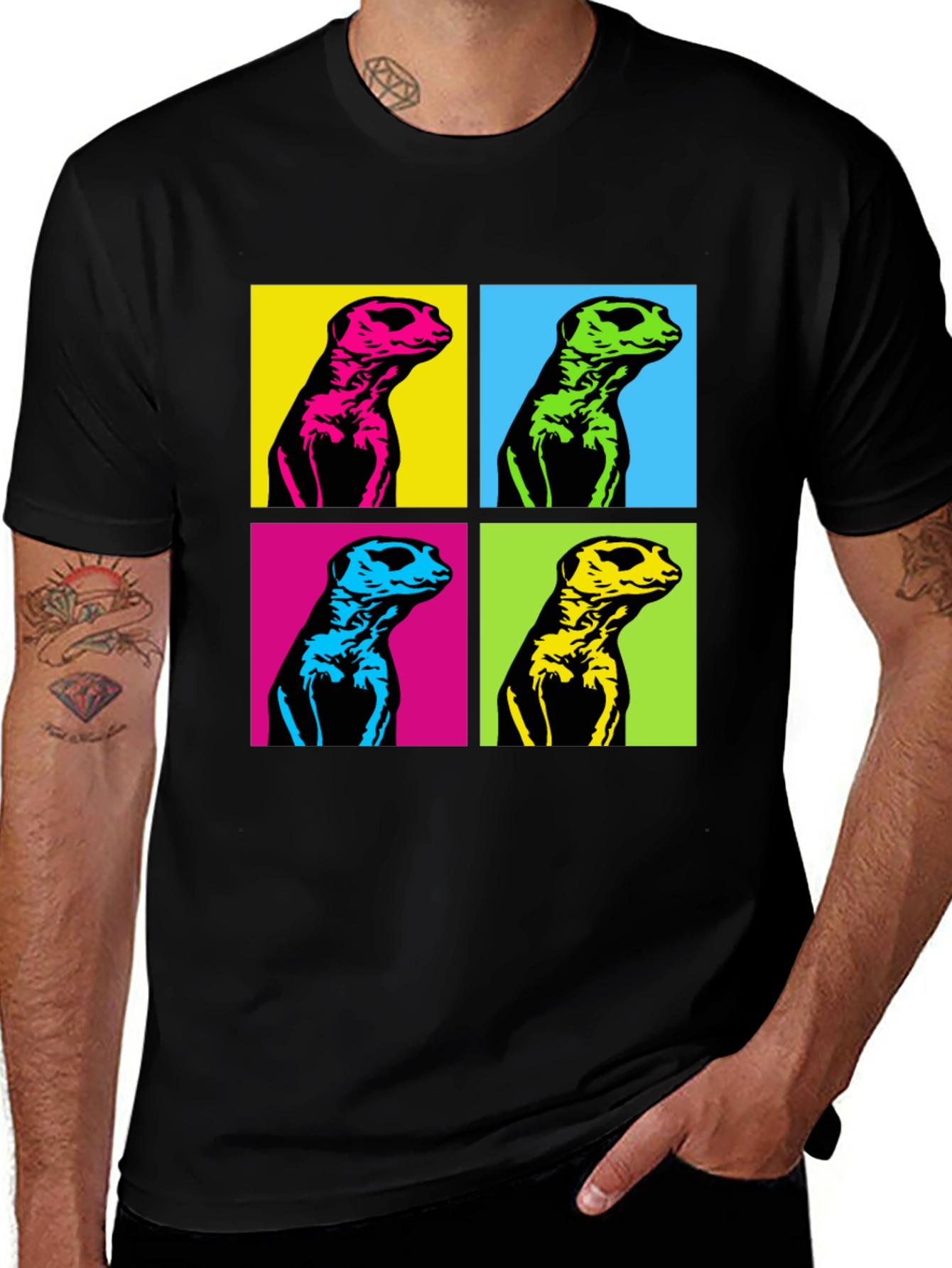 Pop Art Meerkat Graphic Tee - Unique Animal T-Shirt