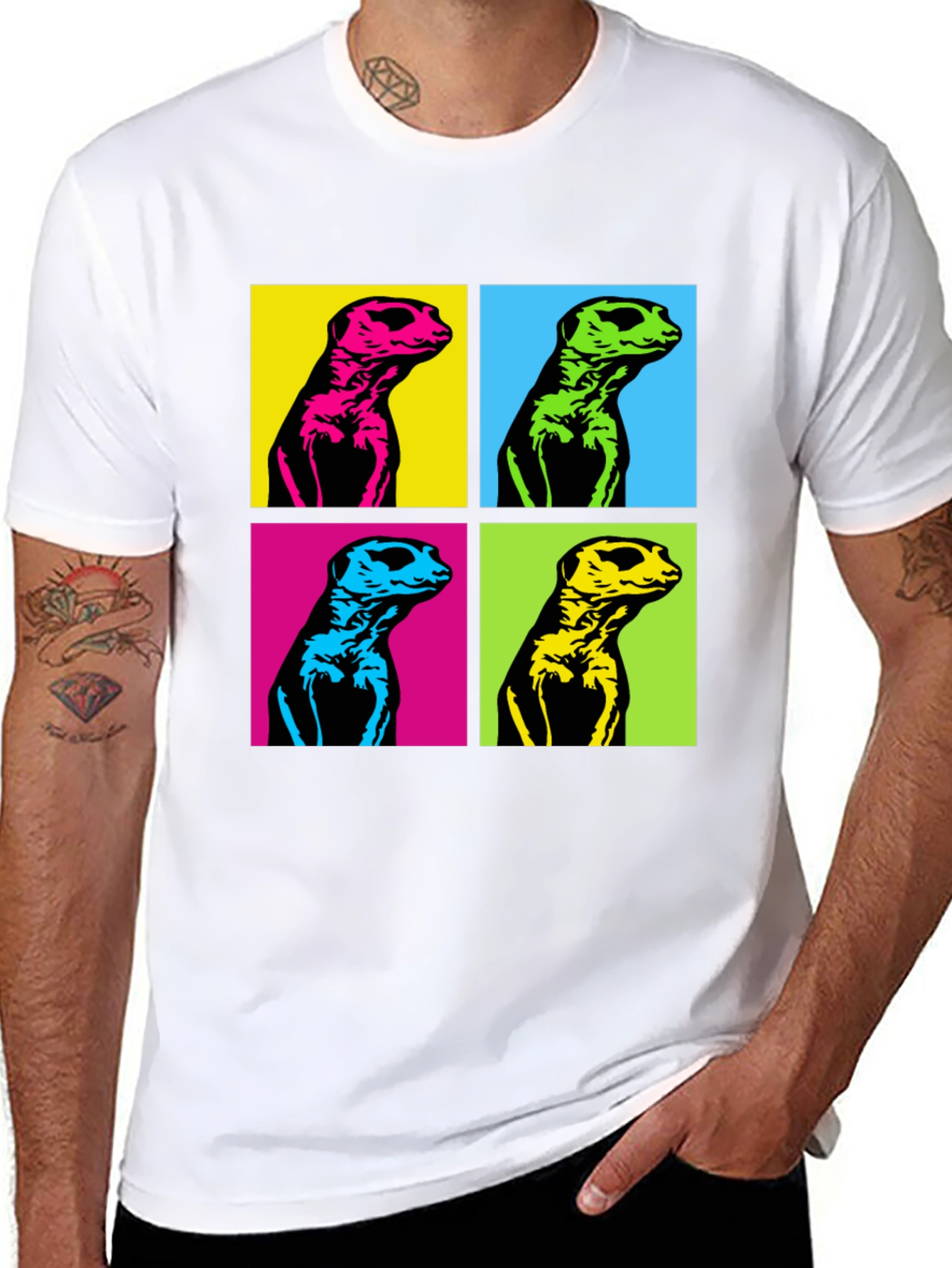 Pop Art Meerkat Graphic Tee - Unique Animal T-Shirt