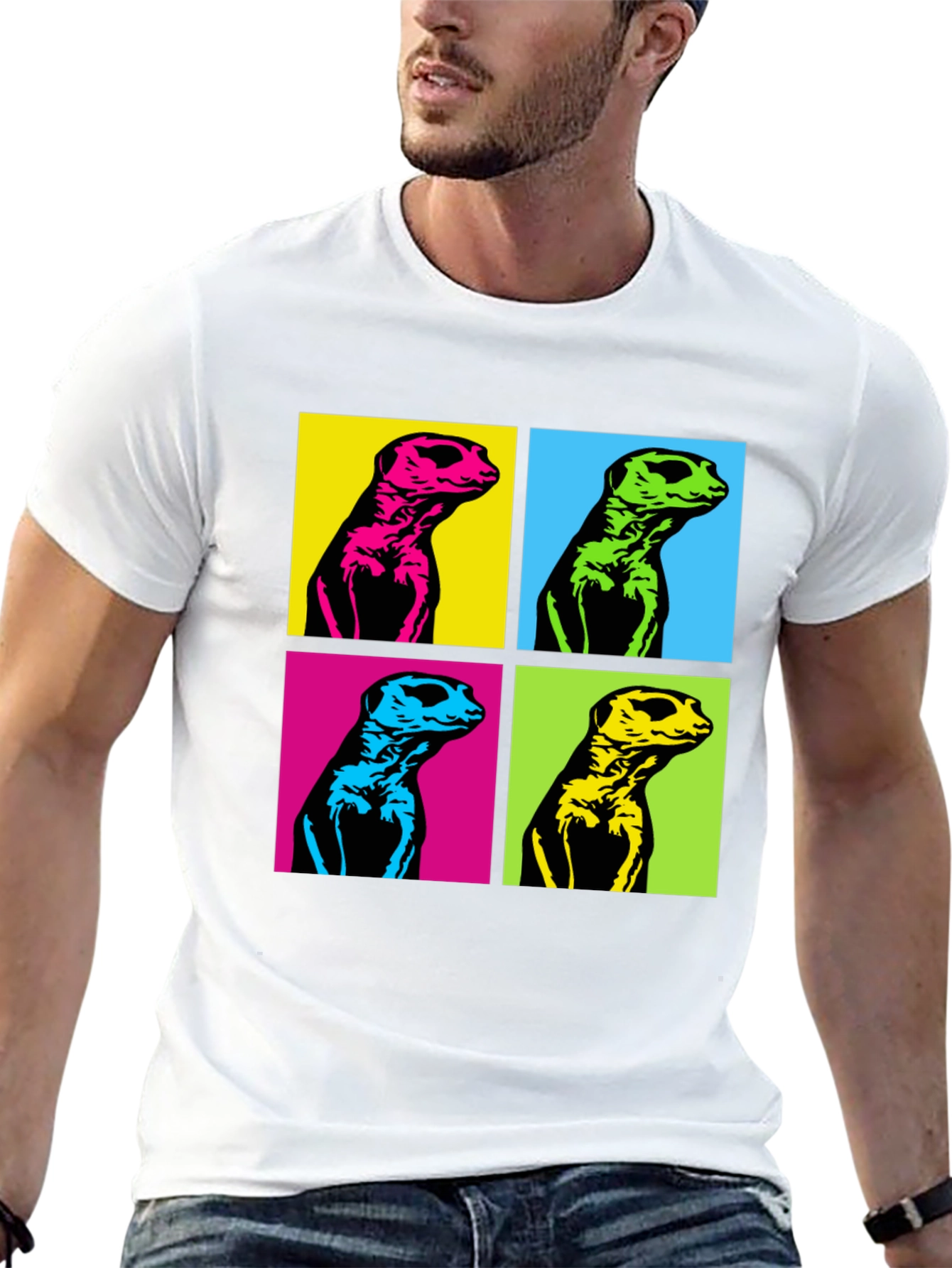 Pop Art Meerkat Graphic Tee - Unique Animal T-Shirt