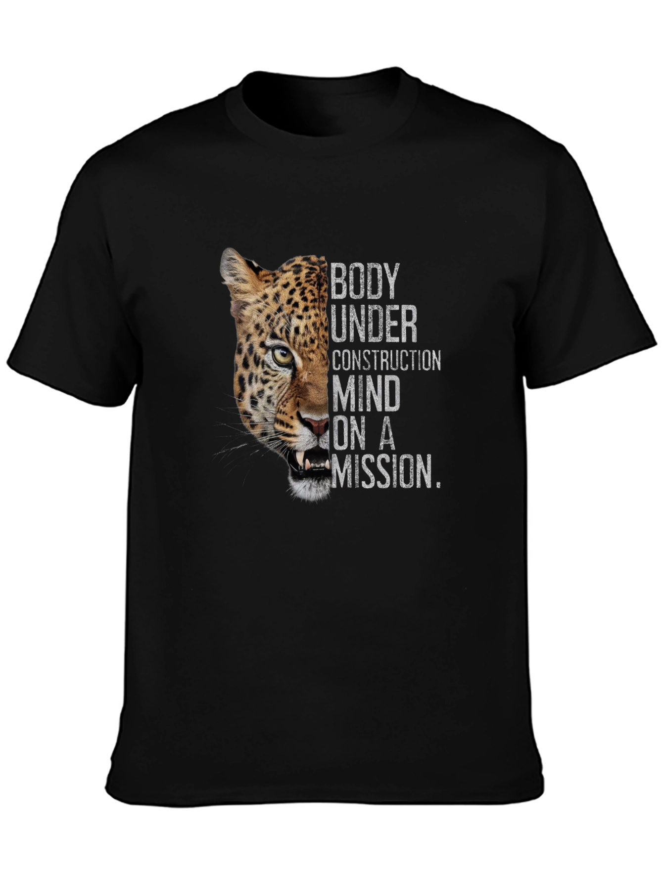Body Under Construction Leopard Graphic T-Shirt