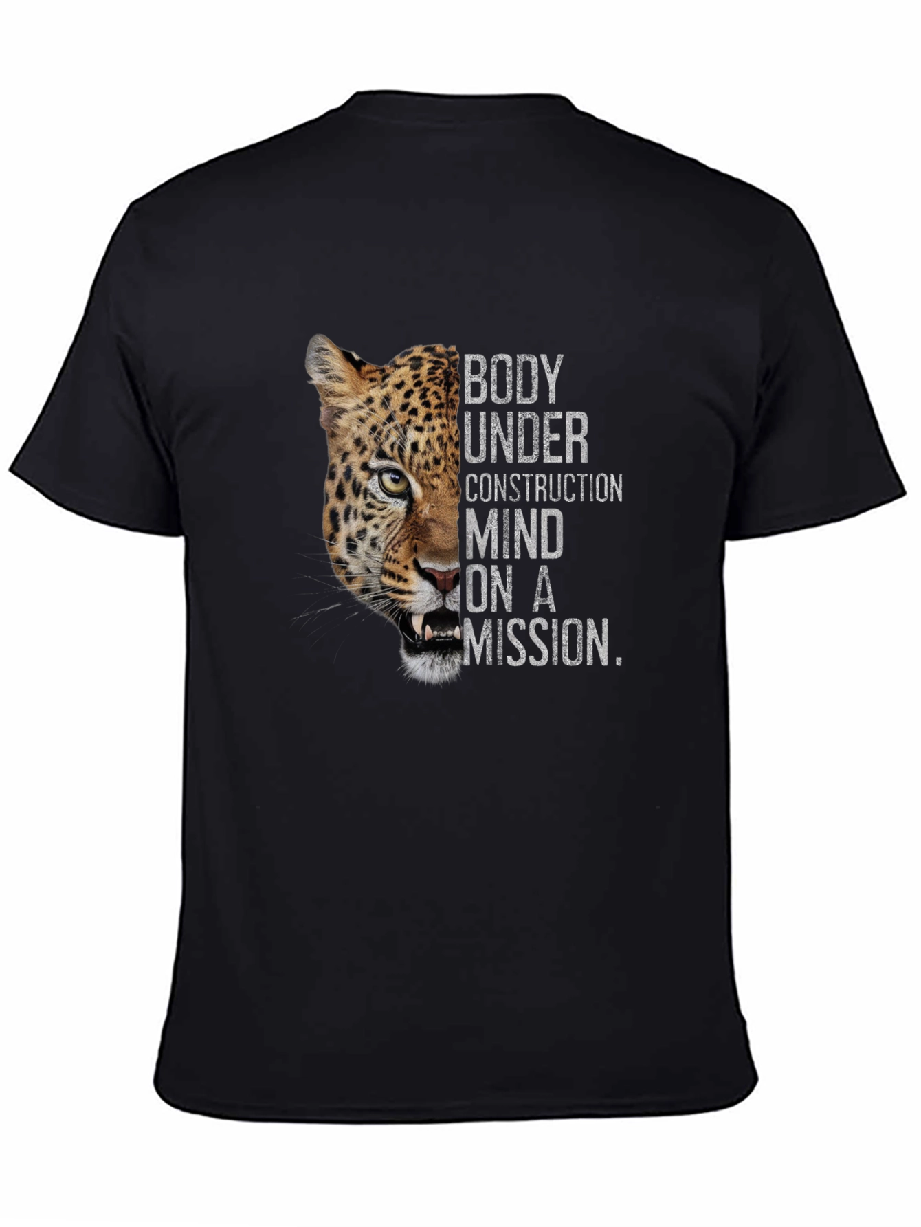 Body Under Construction Leopard Graphic T-Shirt