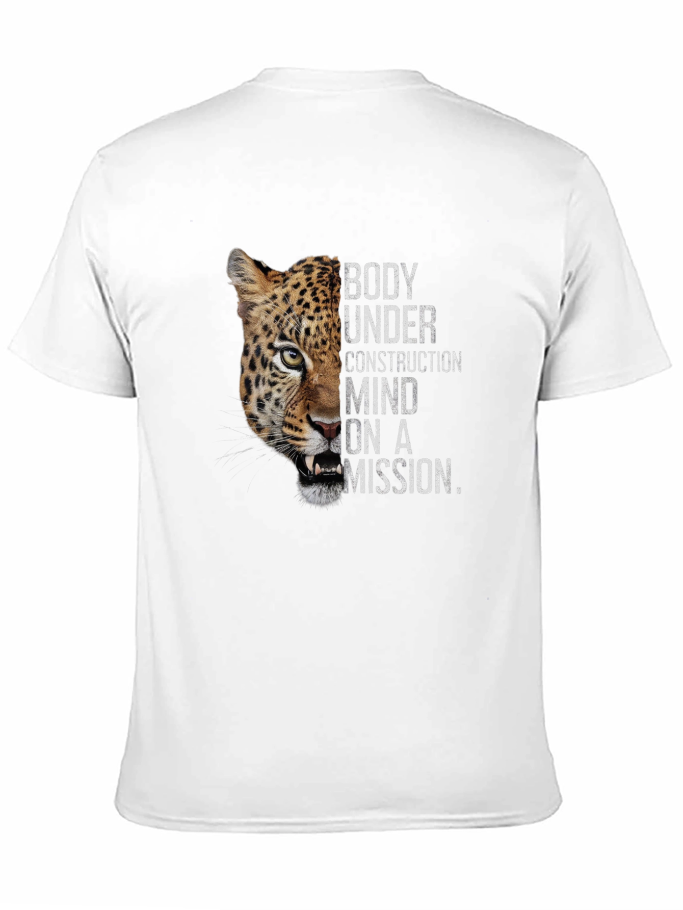 Body Under Construction Leopard Graphic T-Shirt
