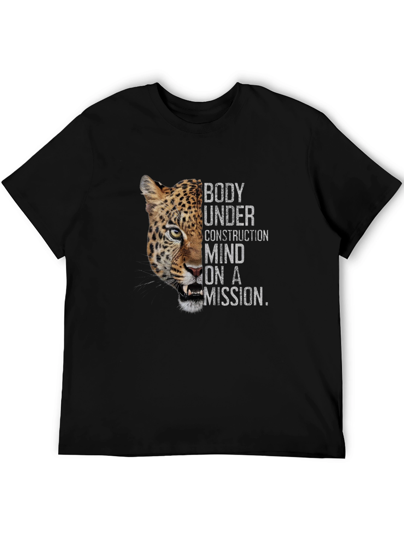 Body Under Construction Leopard Graphic T-Shirt