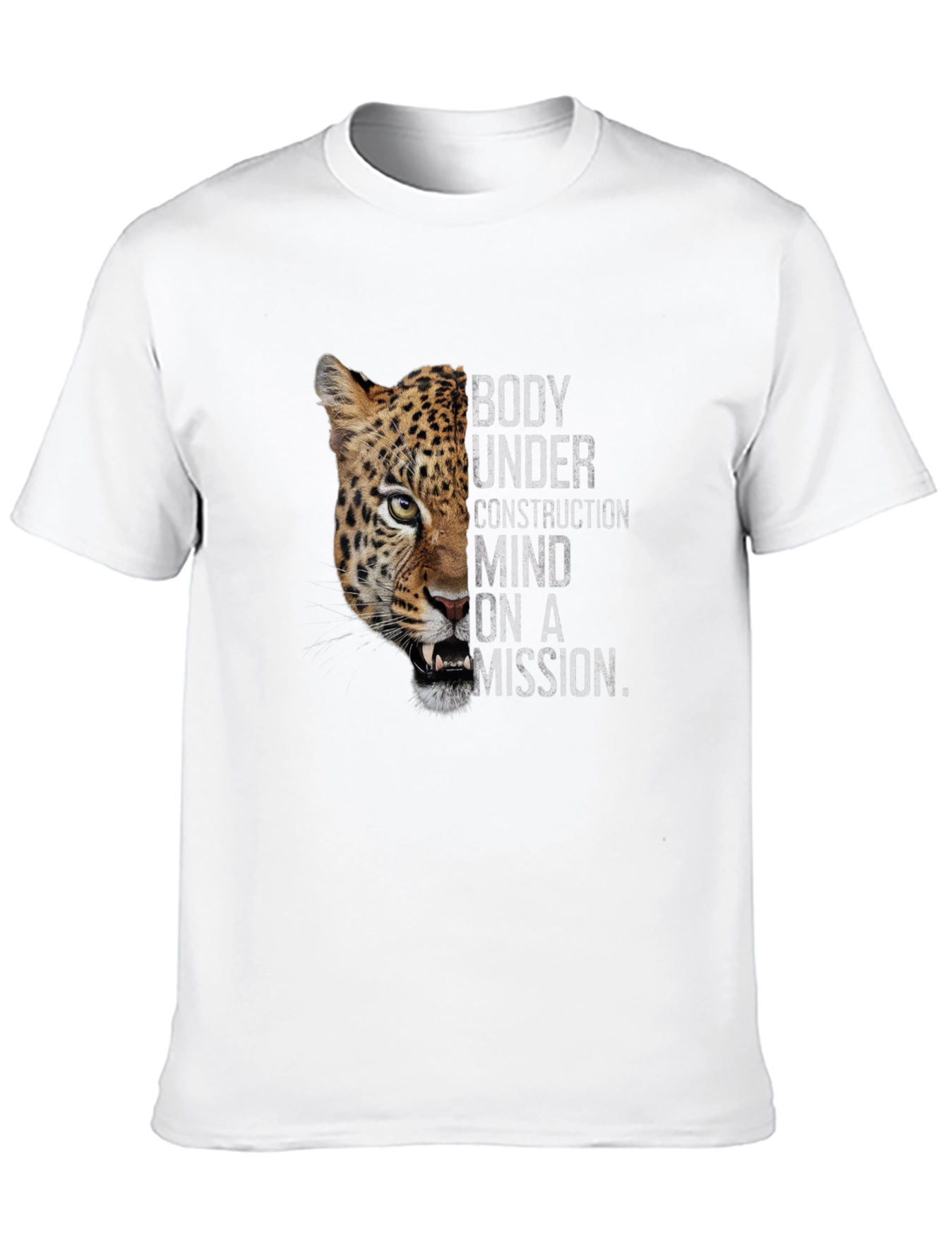 Body Under Construction Leopard Graphic T-Shirt