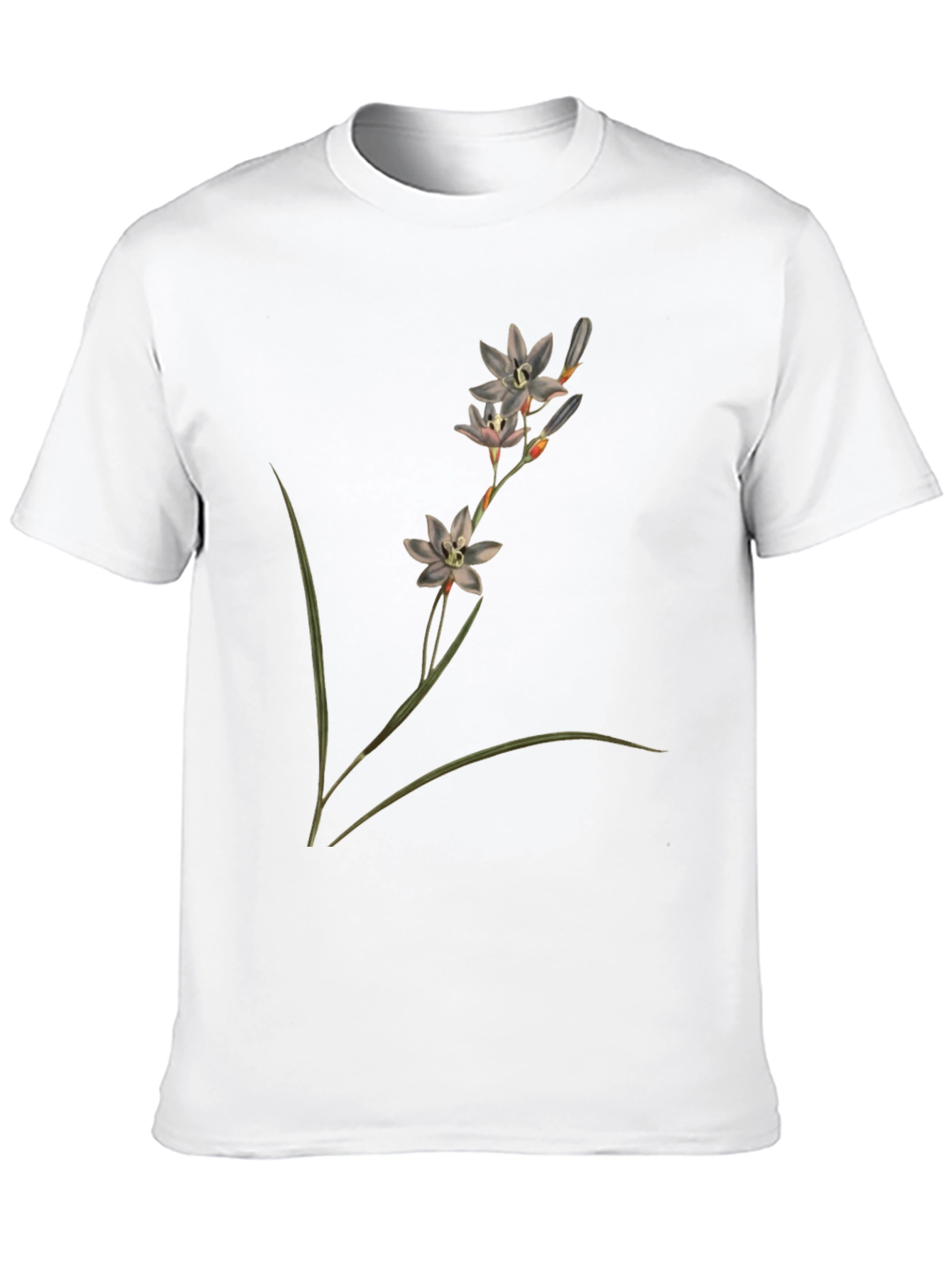 Botanical Flower Print Black T-Shirt