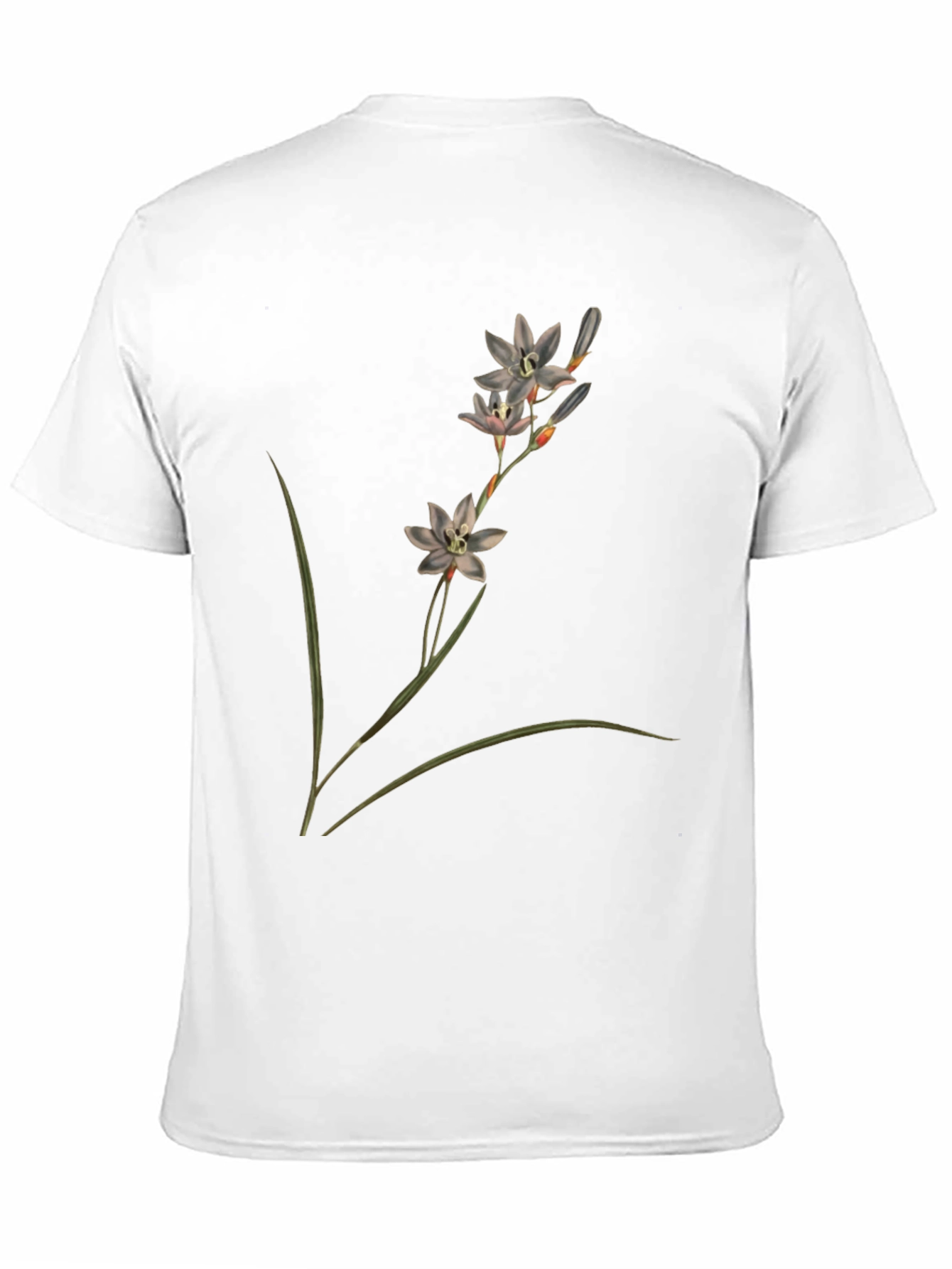 Botanical Flower Print Black T-Shirt