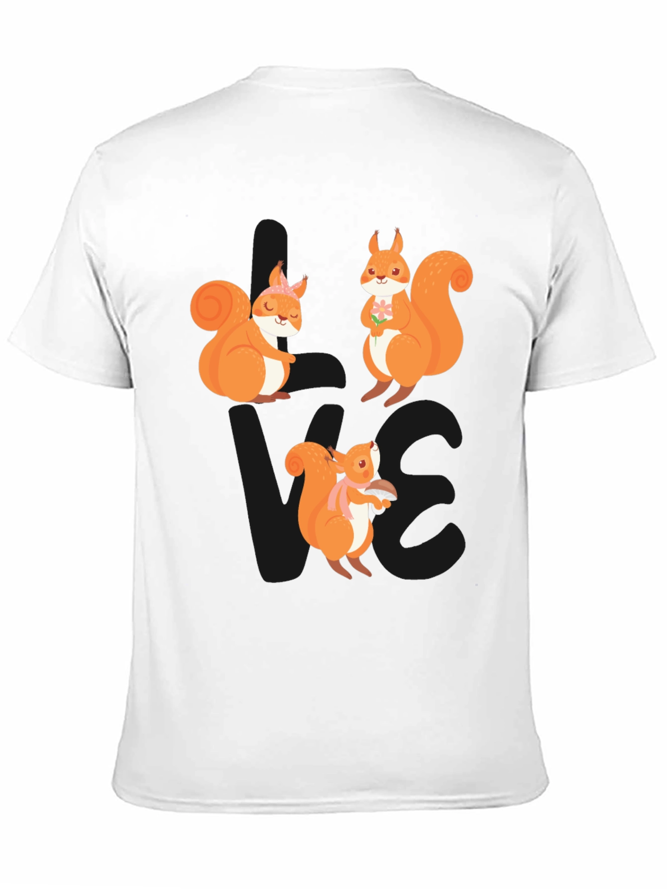 Cute Squirrel Graphic T-Shirt - Black Casual Tee
