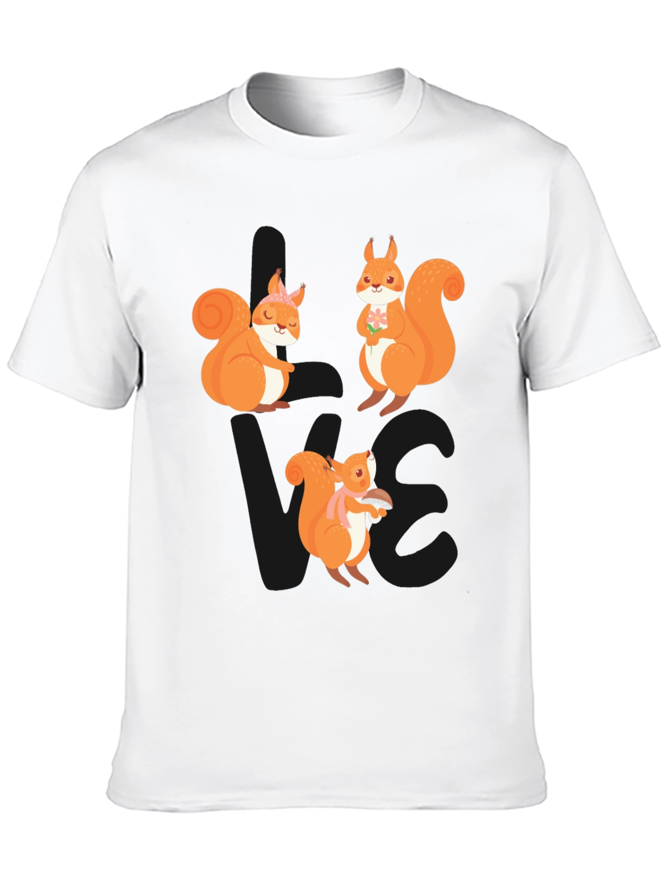 Cute Squirrel Graphic T-Shirt - Black Casual Tee
