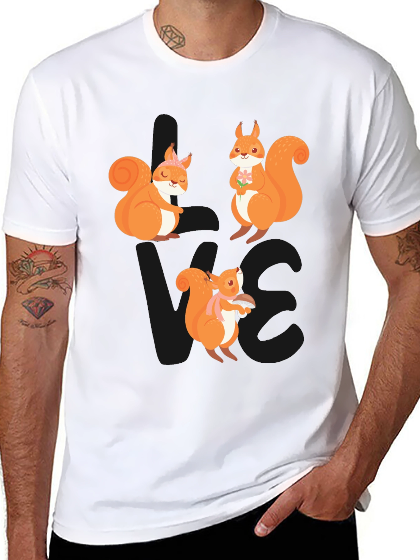 Cute Squirrel Graphic T-Shirt - Black Casual Tee
