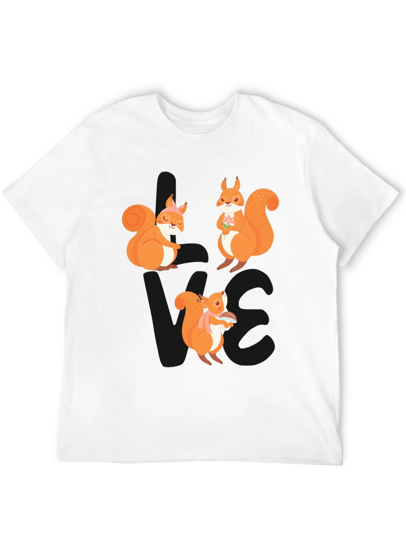 Cute Squirrel Graphic T-Shirt - Black Casual Tee